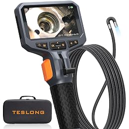 Teslong 10FT Articulating Borescope with Light, 0.25inch Two-Way Mechanic Endoscope Inspection Camera with Articulated Probe, Flexible Fiber Optic Snake Scope Cam for Wall Automotive Engine Inspect