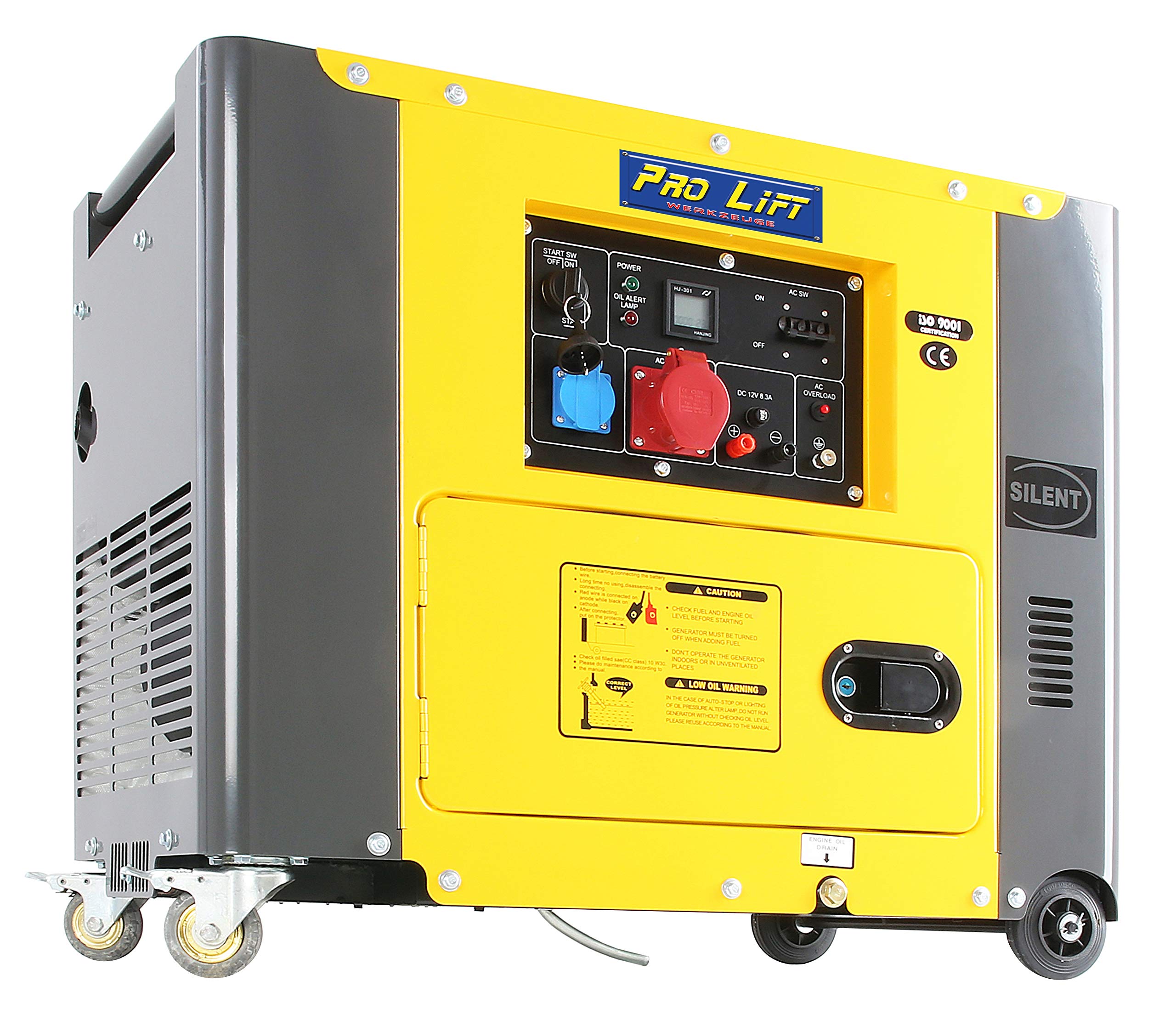 Silent Notstromaggregat 5500W 230V + 400V Stromerzeuger 4-Takt-Dieselmotor Stromaggregat luftgekühlt Starkstrom Eletro-Starter Generator leise Diesel Notstromaggregat 5,5kW