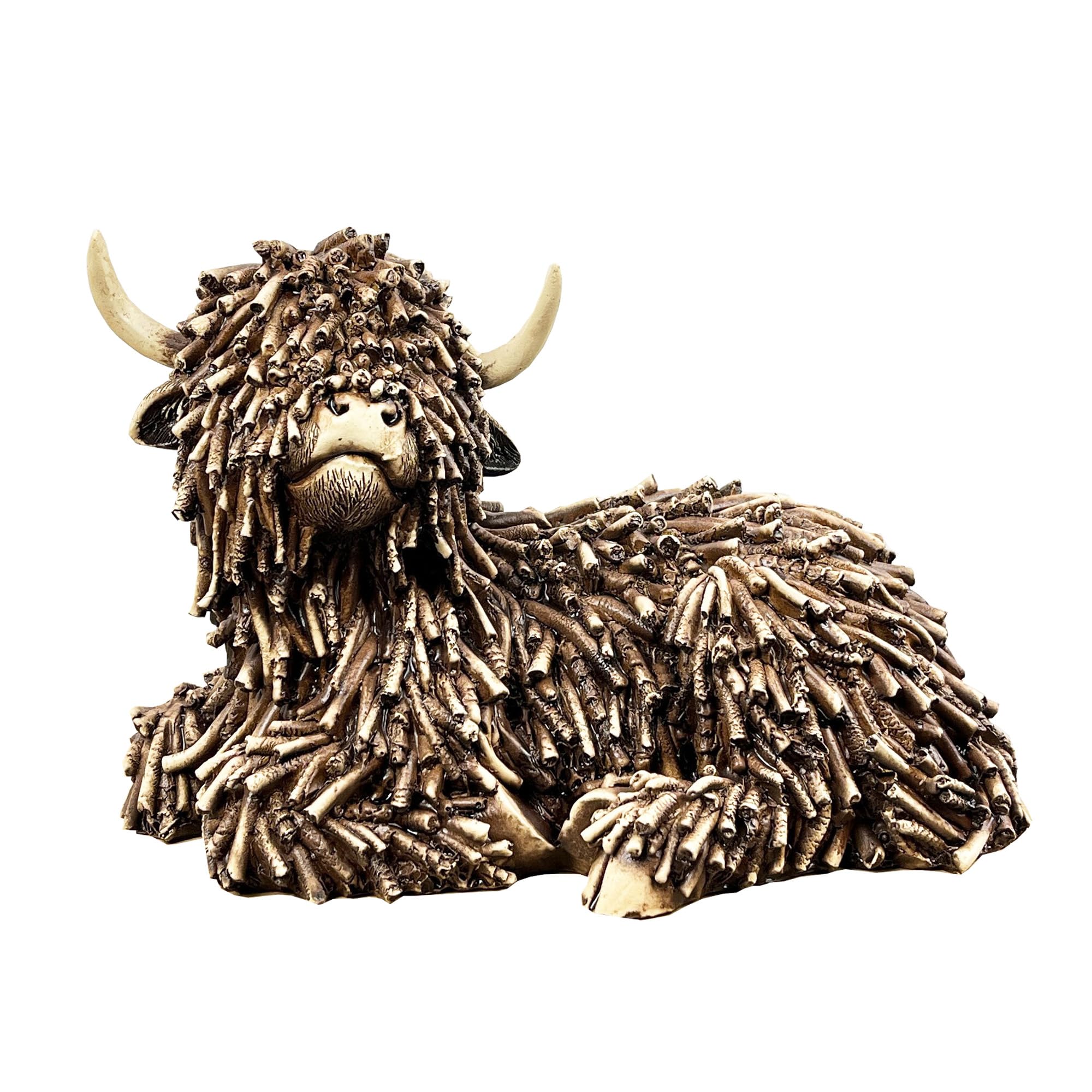 Alfie Francis 25cm (Length) Laying Down Highland Cow Ornament Figurine Statue Sculpture Home Decoration Accessories Decor