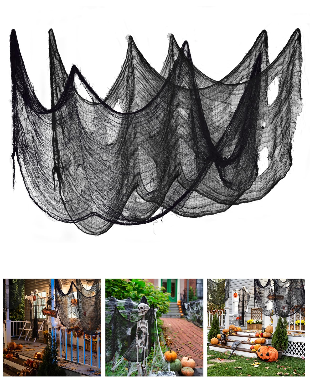 Fageny Halloween Decorations Creepy Cloth, Spooky Cheesecloth Decorations Spooky Halloween Gauze Doorways Giant Tapestry for Halloween Party Outdoor Yard Home Decor