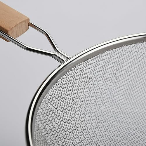 Miniatura 3 de Colador de 8 pulgadas de diámetro mediano de acero inoxidable de malla fina de malla simple con mango de color marrón plateado tamiz de cocina