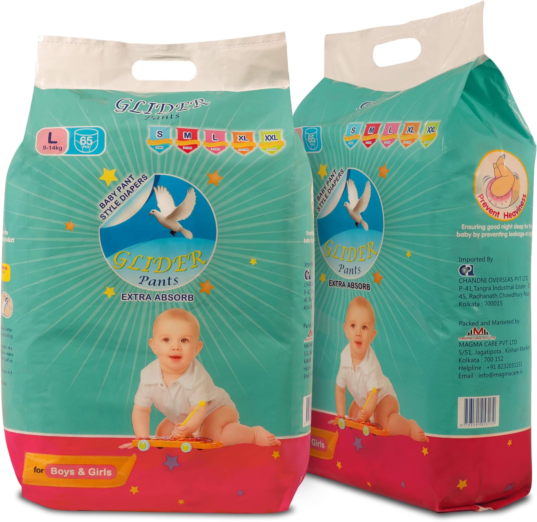 Overnight Extra Absorbency Premium Diapers Pants, Large, 65 Count