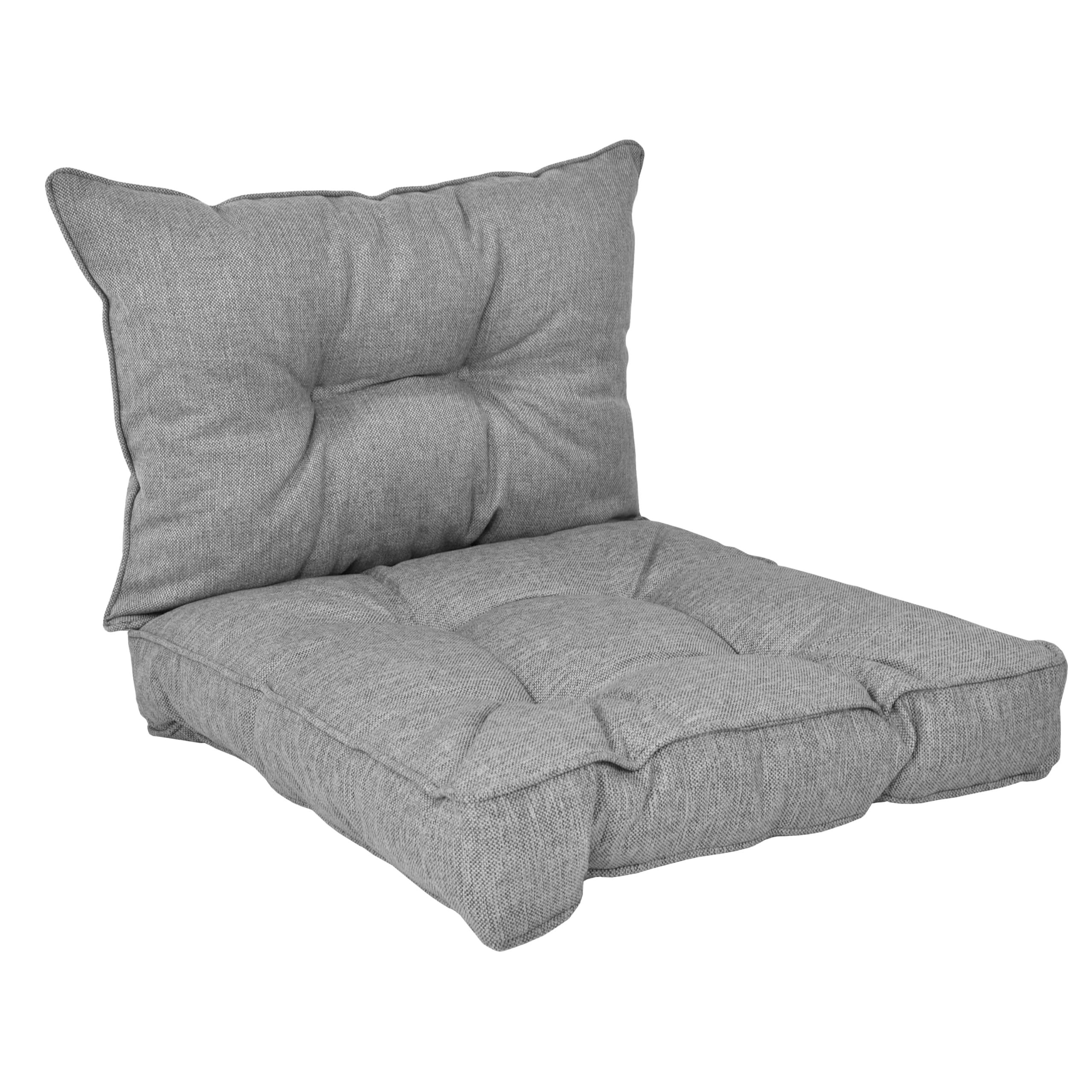 POKAR Garden Cushions Patio Chair Rattan Outdoor Cushion Sofa Pallet Set of 2 (1x Seat Cushion 60x60x10 cm + 1x Back Cushion 60x40x10 cm), Grey