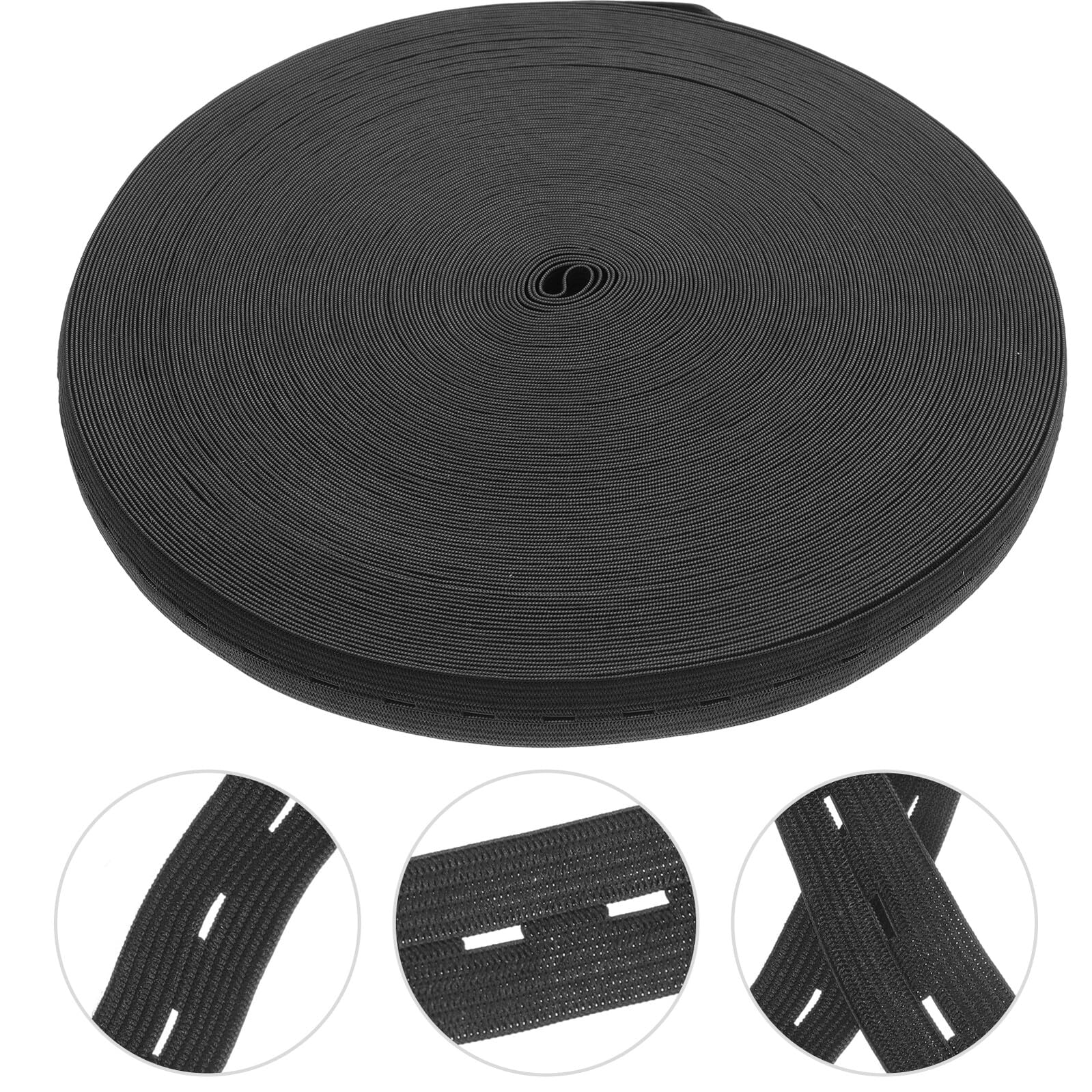 Angoily 5 Rollos Banda Elástica con Ojales Ajustables de Metros para Coser Ropa Cinturillas Manualidades y Prendas Elásticas de Poliéster Resistente