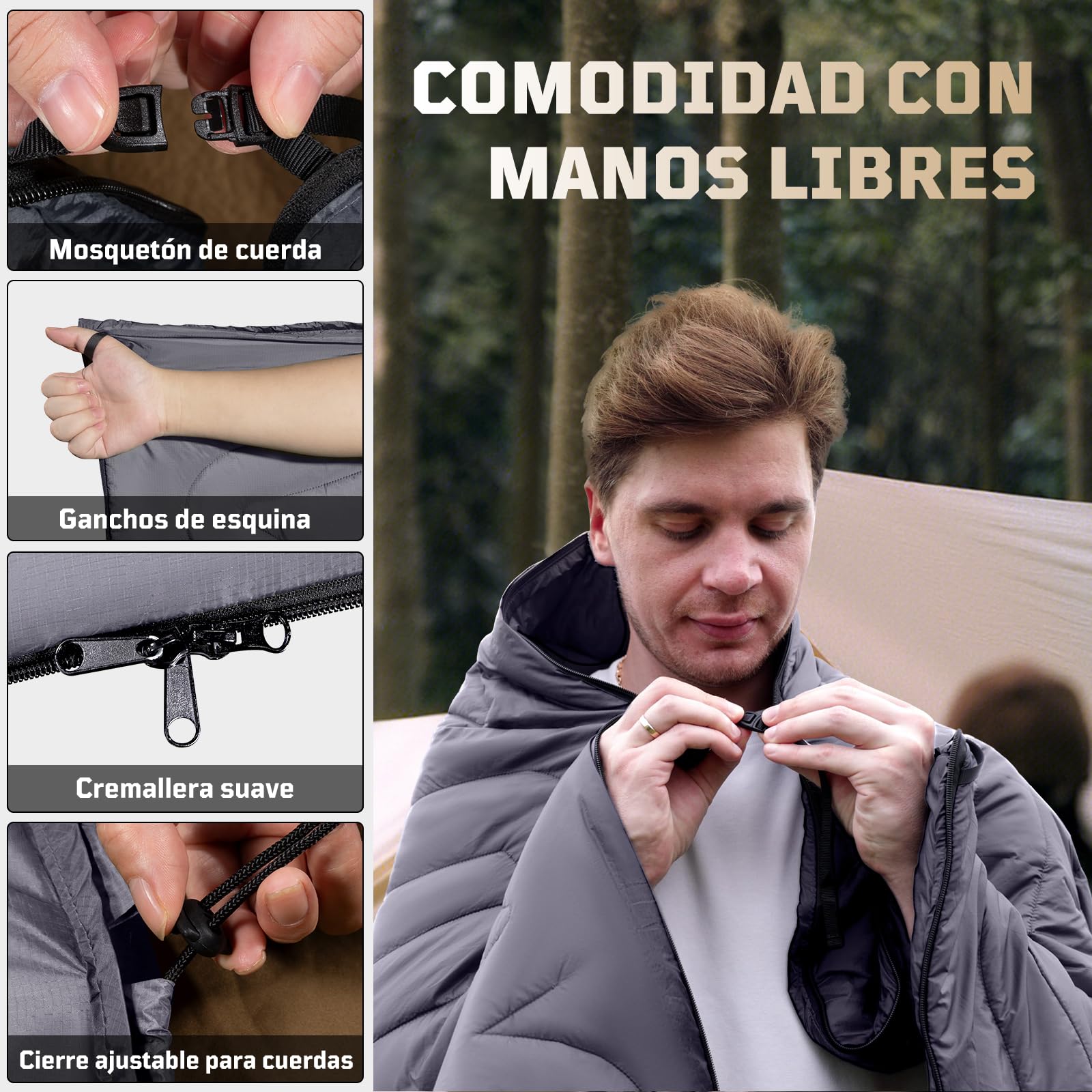 1TG Tactical Manta Camping Compacta -Manta de Acampada Ultraligera para Senderismo, Coche, Estadio, Pesca-Lavable a Máquina (200 x 150 cm)