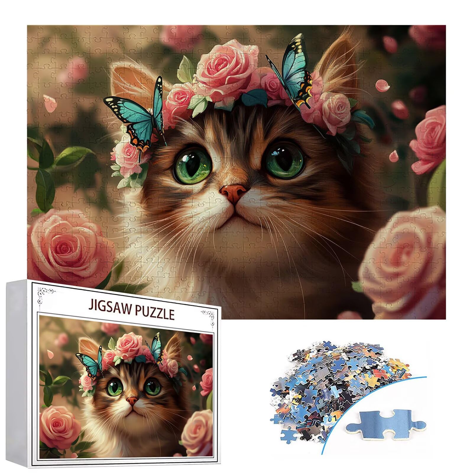 Puzzle 4000 elementów kot puzzle dla dorosłych kwiaty 141x87cm Unikalne rzemiosło klasyczne 3D drewniana układanka do rodzinnych gier biznesowych, układanka do samodzielnego wykonania nawet do