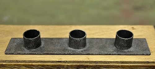 Miniatura 1 de Portavelas triple cónico en hierro negro envejecido 8" x 1.5"