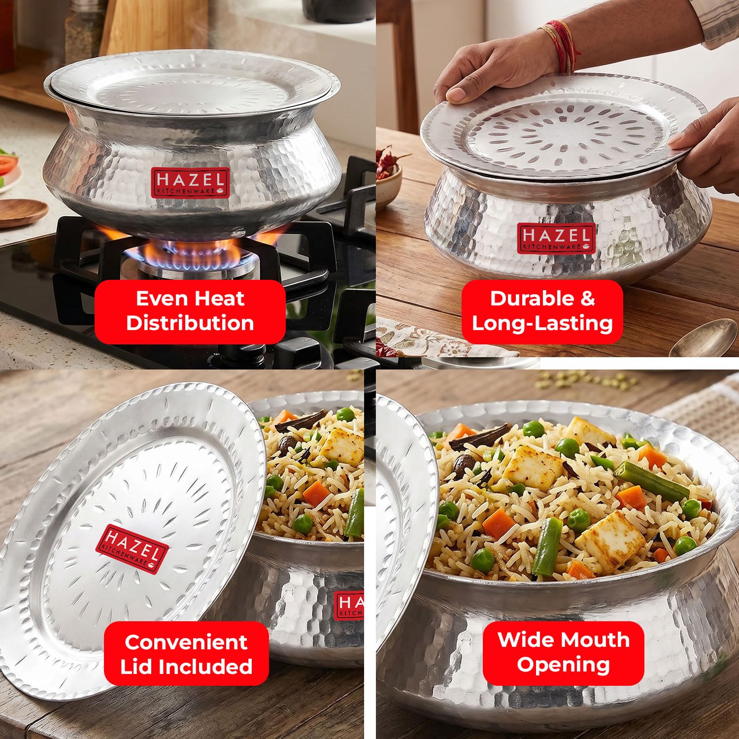 HAZEL Biryani Pot - 6300ml Aluminum Handi -4