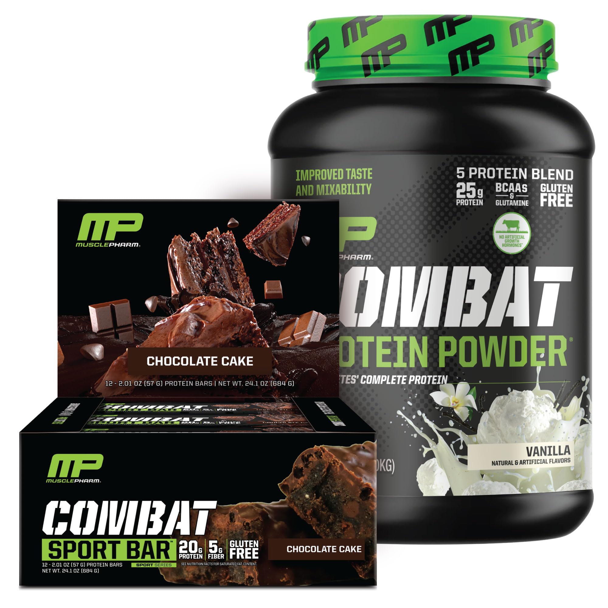 Muscle PharmCombat Protein 2lb Vanilla and Combat Chocolate Cake Sport Bars