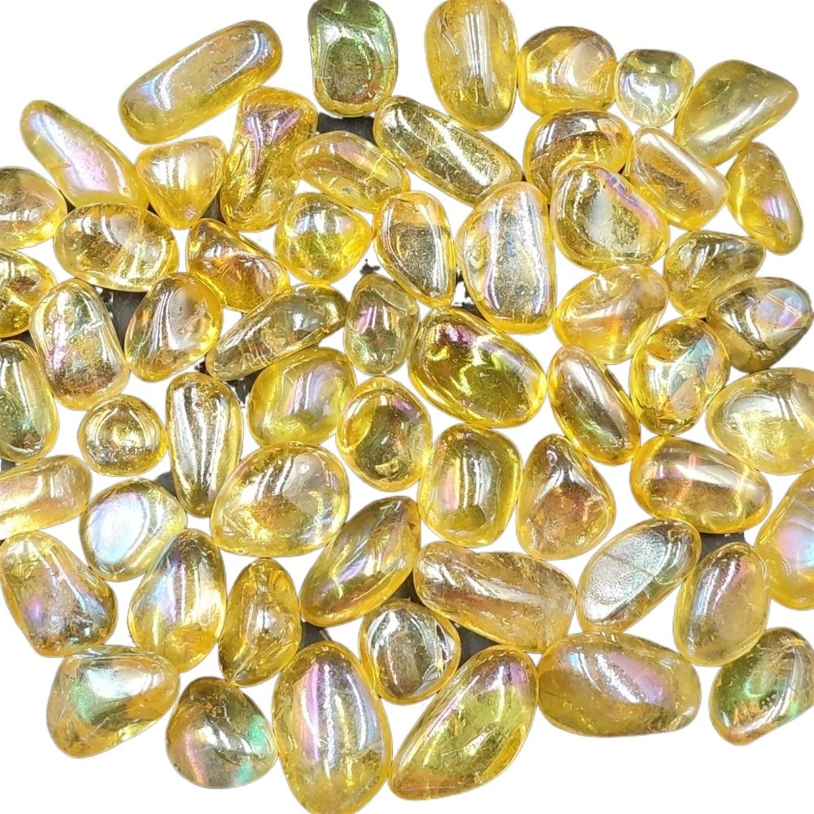 Raumdekoration 100 g Bulk Gelb Titan Aura Galvanisierter natürlicher klarer Quarzkristall Trommelsteine ​​Mineralien Wohnkultur Geschenk (Color : Blue Clear Tumbled, Size : 100g Bulk)