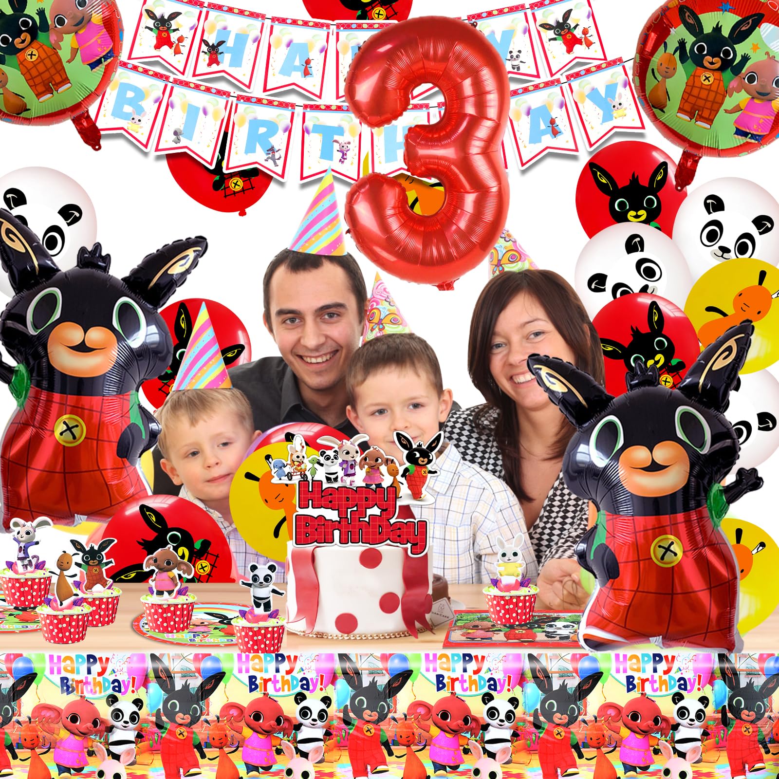 Bing Compleanno 3 Anno, Festa Tema Bunny 3, Palloncini Compleanno Bing 3 Anno, Stoviglie Per Festa Bunny, B ing Sfondo Com Pleanno, Kit Piatti Tovaglioli Com Pleanno B ing