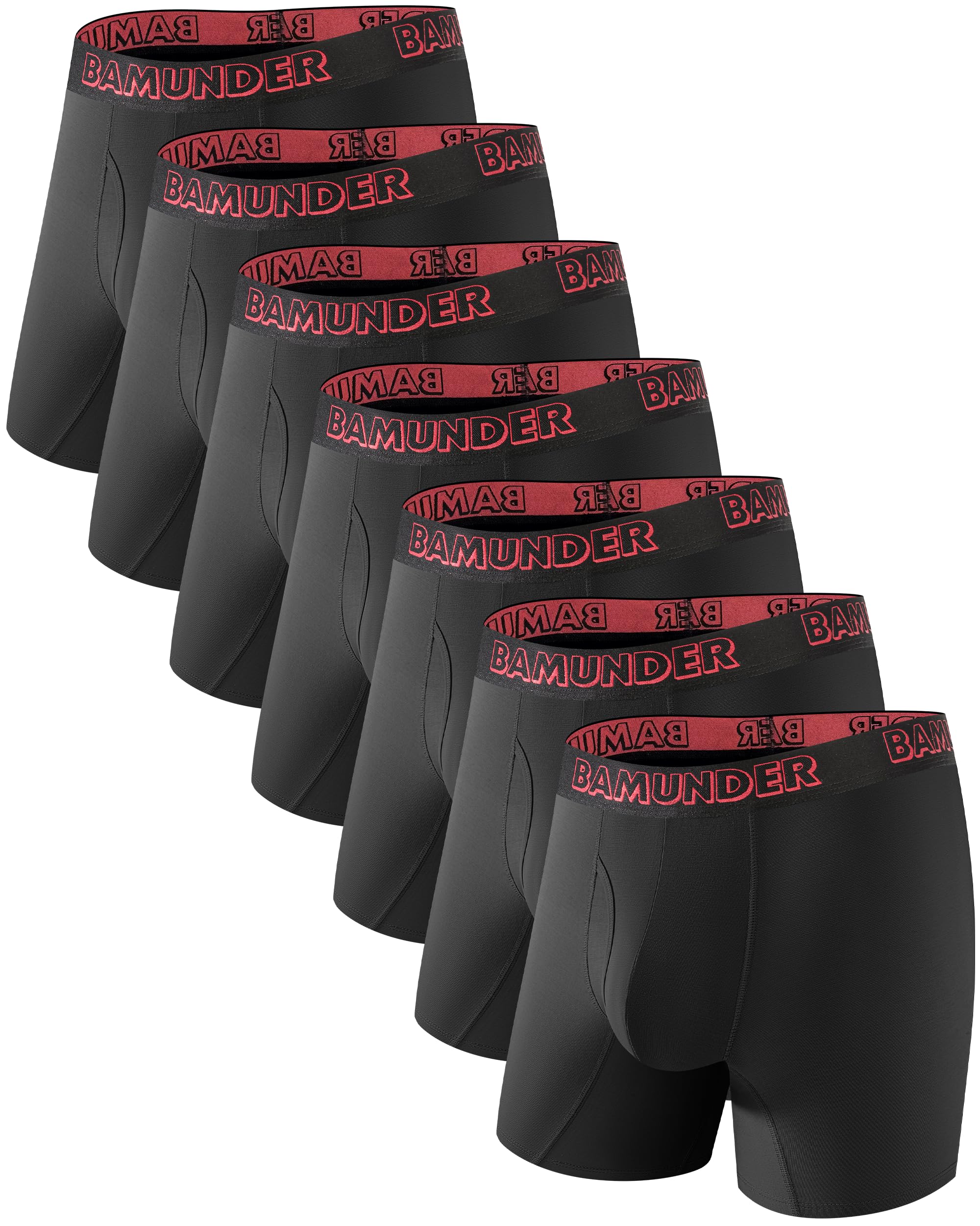 Mens Bamboo Viscose Underwear Boxer Briefs 7 Pack - Breathable Comfort Fit with 3D U-Shaped Pouch No Ride-Up