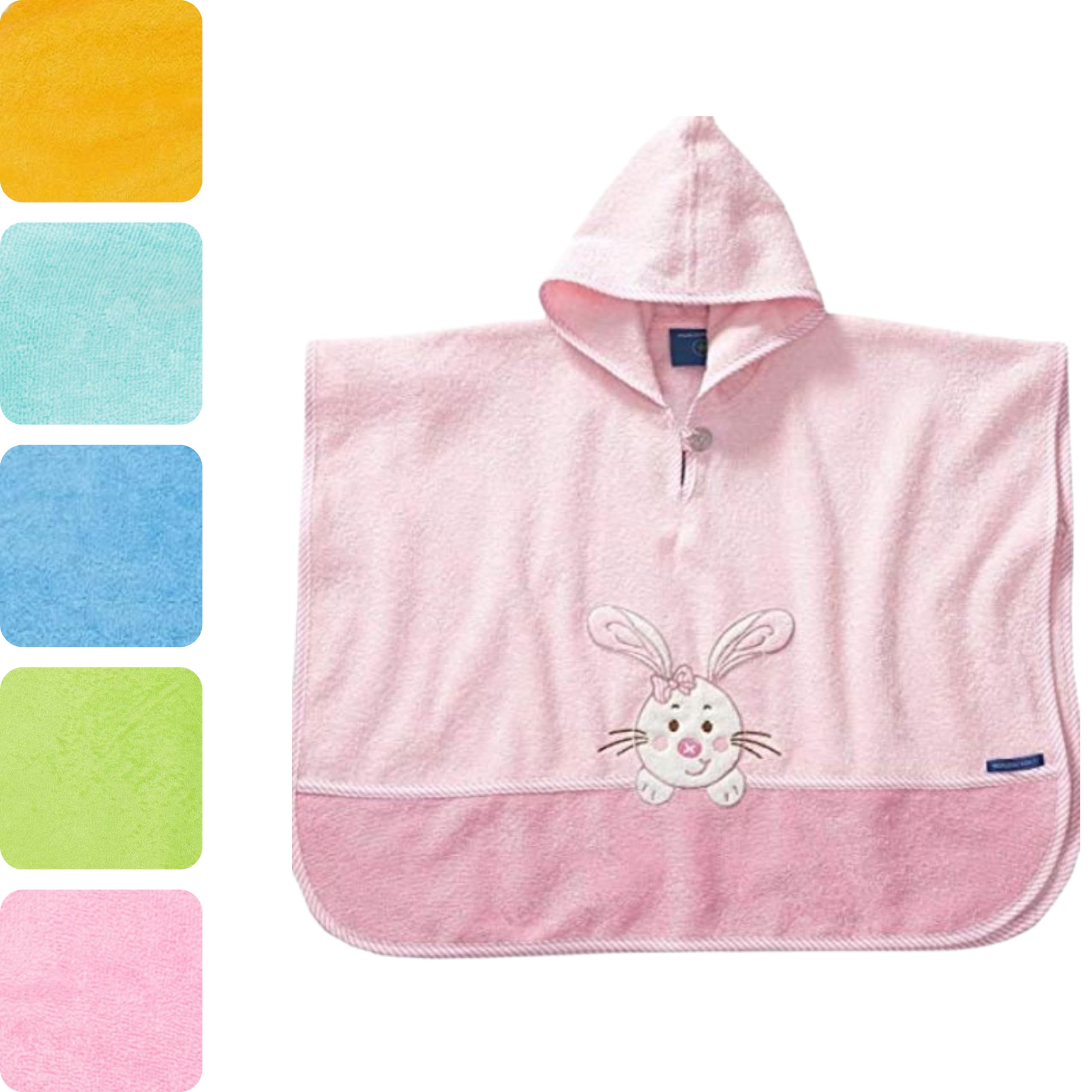 Morgenstern Poncho de baño infantil I bebé I niña I niño I rizo I capucha I 100% algodón Rosa. 1-3 Años