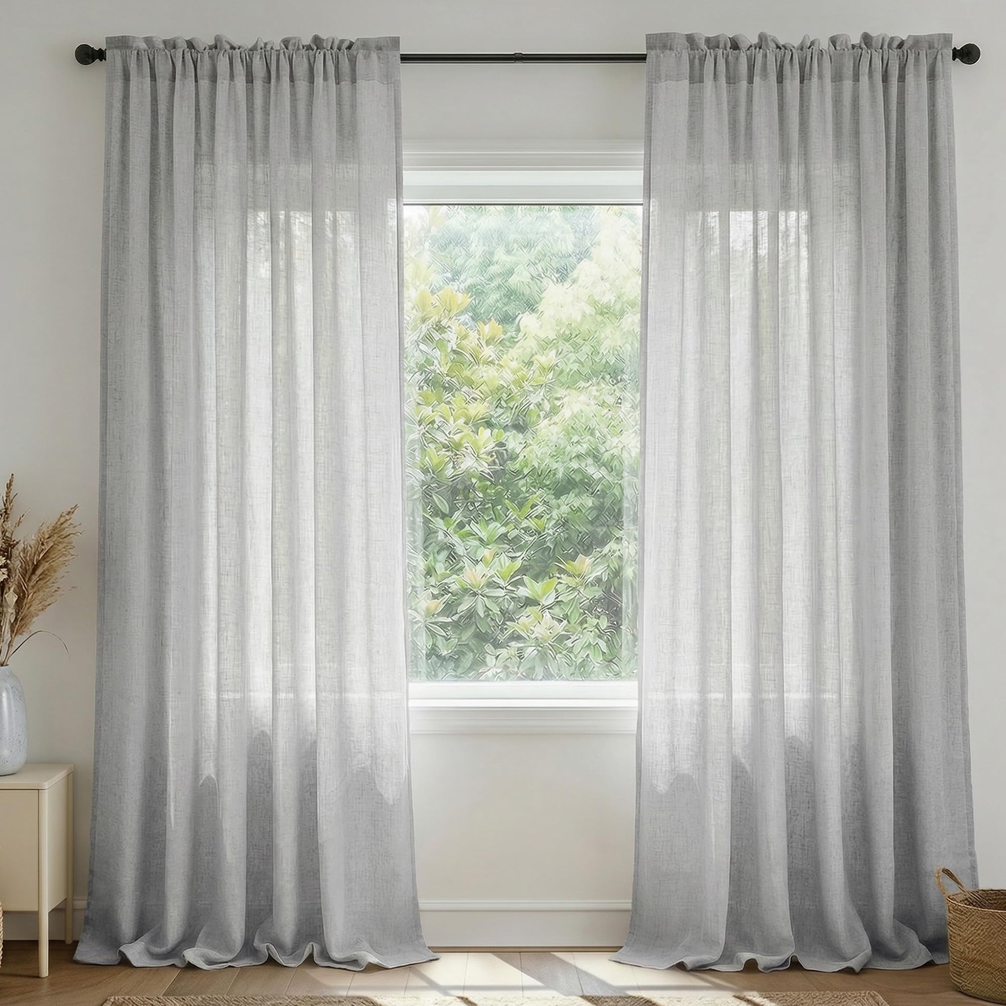 Photo 1 of Mrs.Naturall Light Filtering Linen Blend Curtains (Set of 2)