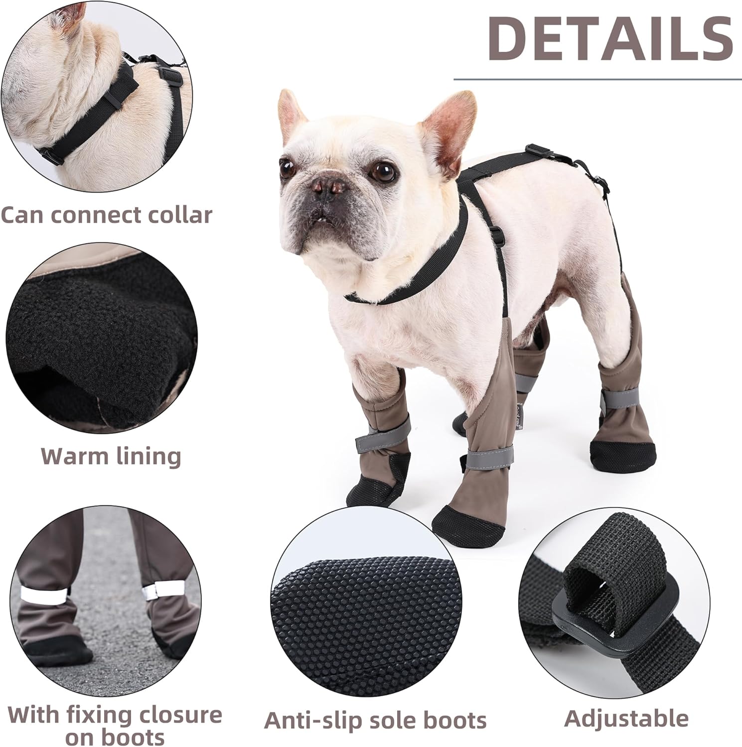 MeiAOBest Dog Boot, XL, Waterproof, Anti-Slip, Paw Protector, Walking, Hiking, Traveling, Camping, Cold & Wet Weather Protection, Injury Recovery, Fabric, Strap 4 81Xqlp3re6L. AC SL1500
