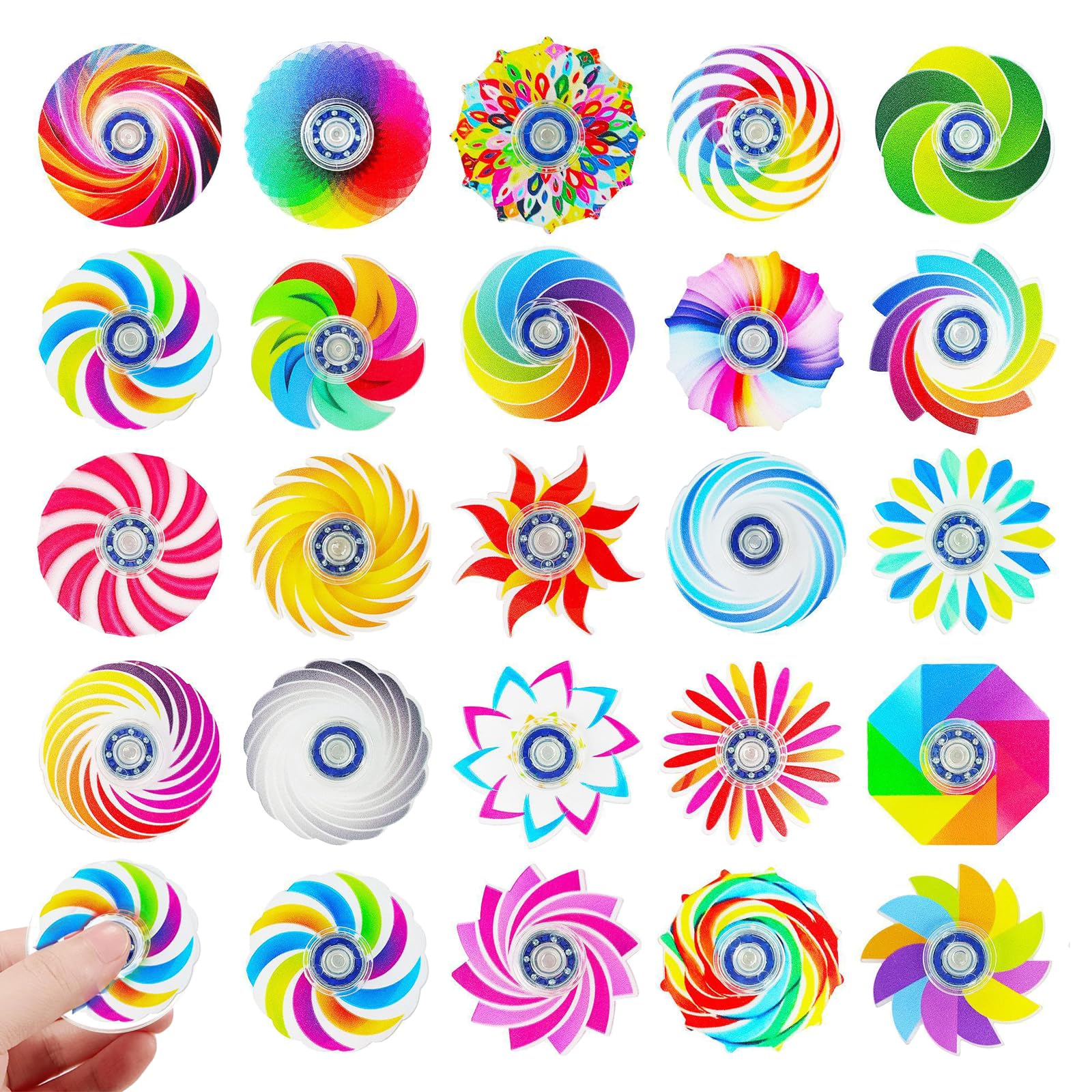 yunfeen 24 PCS Fidget Spinners Party Bag Fillers Kids, Party Bag Fillers forKids, Fidget Spinners for Kids, Mini Pass the Parcel Prizes, for Classroom Rewards, Birthday Party Favors(4cm)