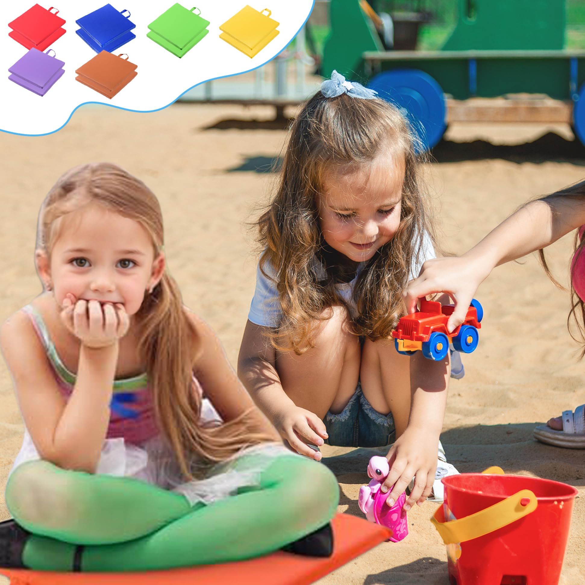 Cuscini per pavimenti per classe, cuscini per pavimenti da 12 pezzi da 12 pollici con maniglia, sedili a sedere flessibili morbidi per bambini, asilo nido, in età prescolare (6 colori)