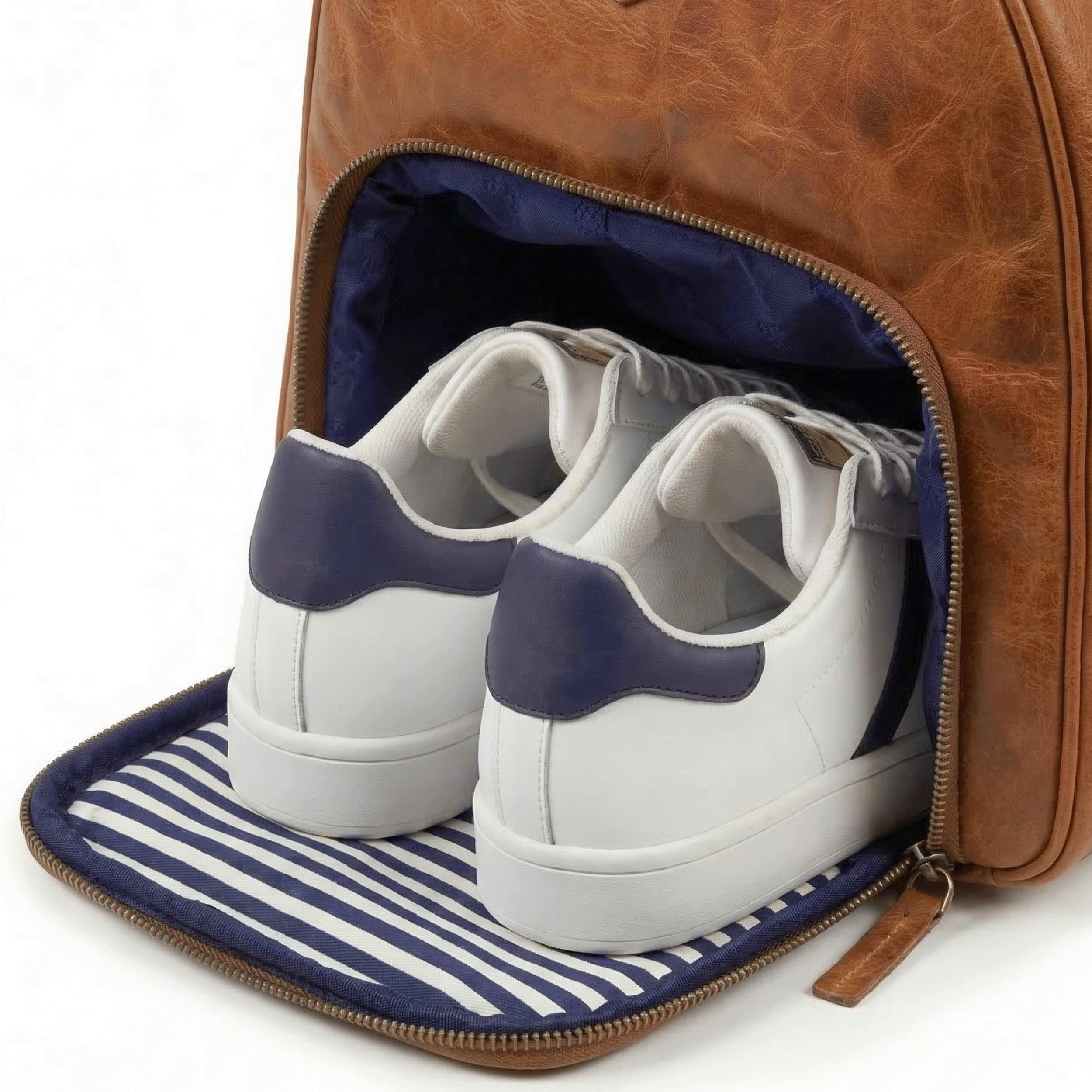 SID & VAIN Grand sac de voyage en cuir véritable - Grand sac de sport SKYLER - Bagage à main Weekender avec bandoulière - Sac en cuir pour homme et femme - Marron - Fait main, marron avec compartiment
