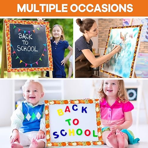 Miniatura 5 de Tablero de anuncios festoneado de calabaza de Acción de Gracias de 262 pies para decoración de aula, otoño, bordes de aula, decoración de tablón de