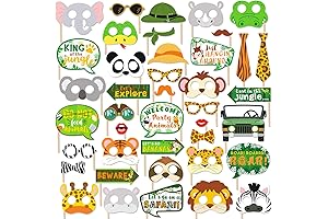 41PCS Jungle Safari Photo Booth Props Wild Animals Forest Themed Party Props...