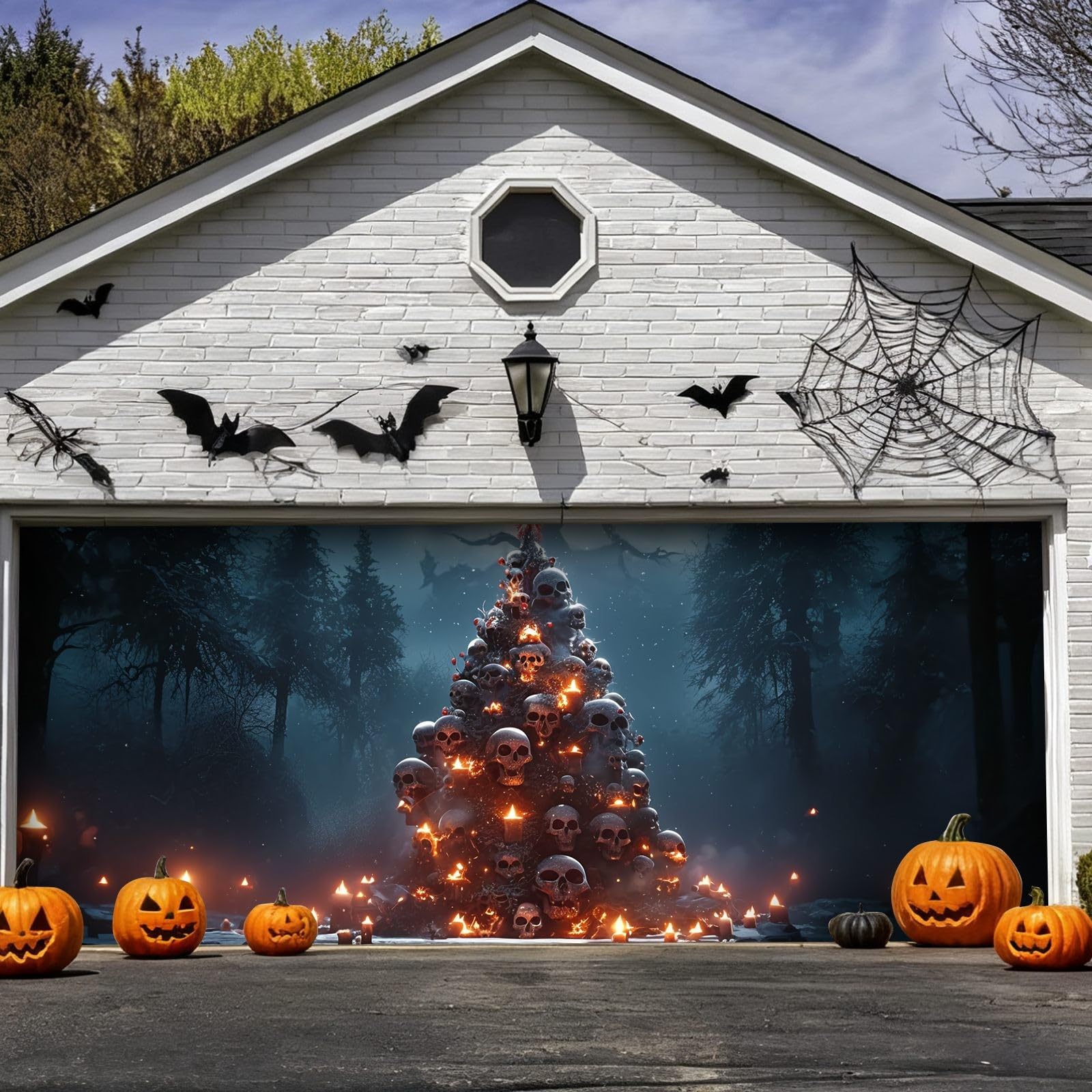 Letreros grandes de Halloween para puerta de garaje al aire libre para fiestas de vacaciones, festivales, letrero de bienvenida