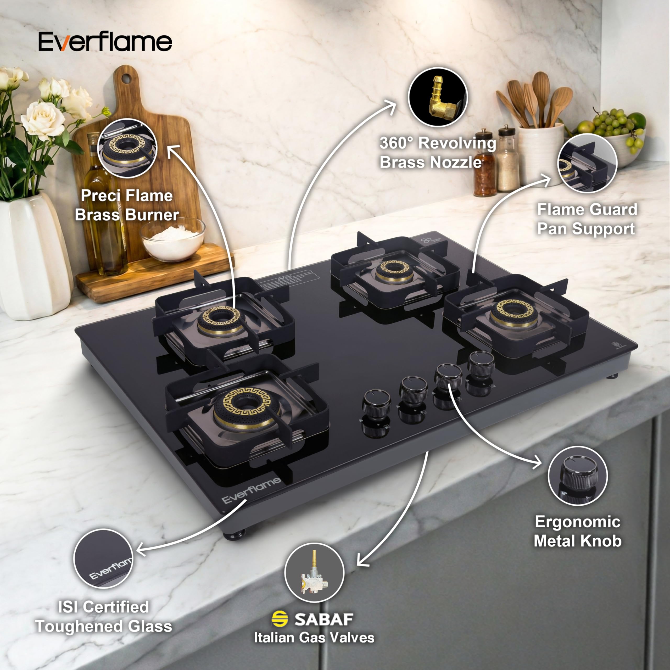 Everflame Spectre 4 Burner Gas Hobtop - Elegant & Durable -4