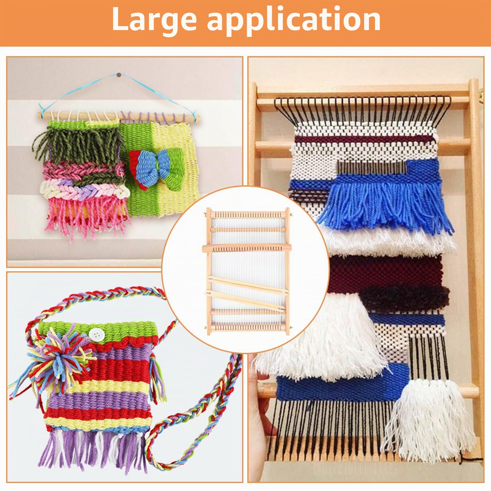 VIDETOL Kit de Métiers à Tisser en Bois 40 x 27 cm, Cadre Scolaire Avec Bateaux, Accessoires pour Tissage et Décoration