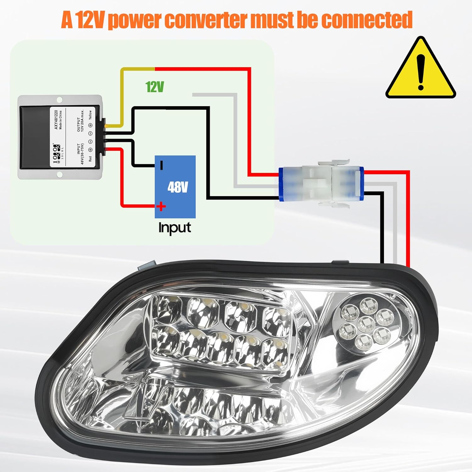 10L0L Golf Cart Headlights for EZGO TXT/T48 (2014-Up) - Driver & Passenger Side Replacement, 12V Bright Headlights Direct Fit Gas/Electric Models