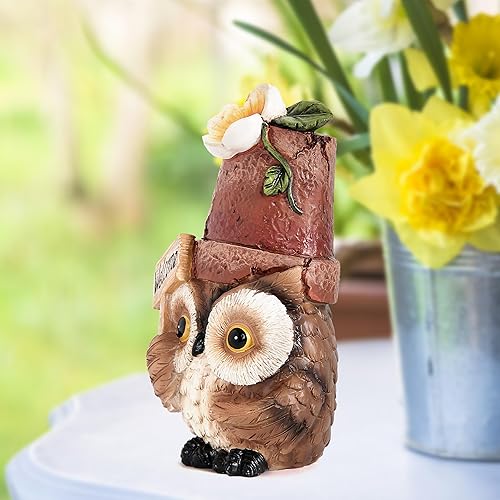 Miniatura 5 de Decoración de búho para estatuas de jardín, bonita figura con letrero de bienvenida para patio, porche, patio, césped, adorno de estante para