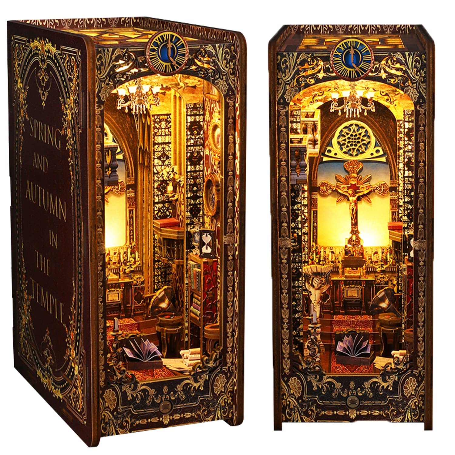 Roroom DIY Book Nook Kit, DIY Dollhouse Booknook Bookshelf Insert Decor Alley,with Music Box 3D Wooden Puzzle with Sensor Light Book Nook Bookshelf Insert Wood Bookend Model Building(SL005)