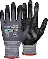 Vista 19 de KAYGO MicroFoam - Guantes de trabajo con revestimiento de nitrilo, 12 pares KG19N de nailon de punto sin costuras, micropuntos para un mejor agarre