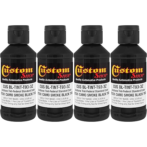 Custom Coat Camouflage Series 3 Ounce (Camo Smoke Black Federal Standard Color #37031) - Pack of 4 - Urethane Tint Concentrate for Tinting Truck Bed Liner Coatings - Epoxy Resin