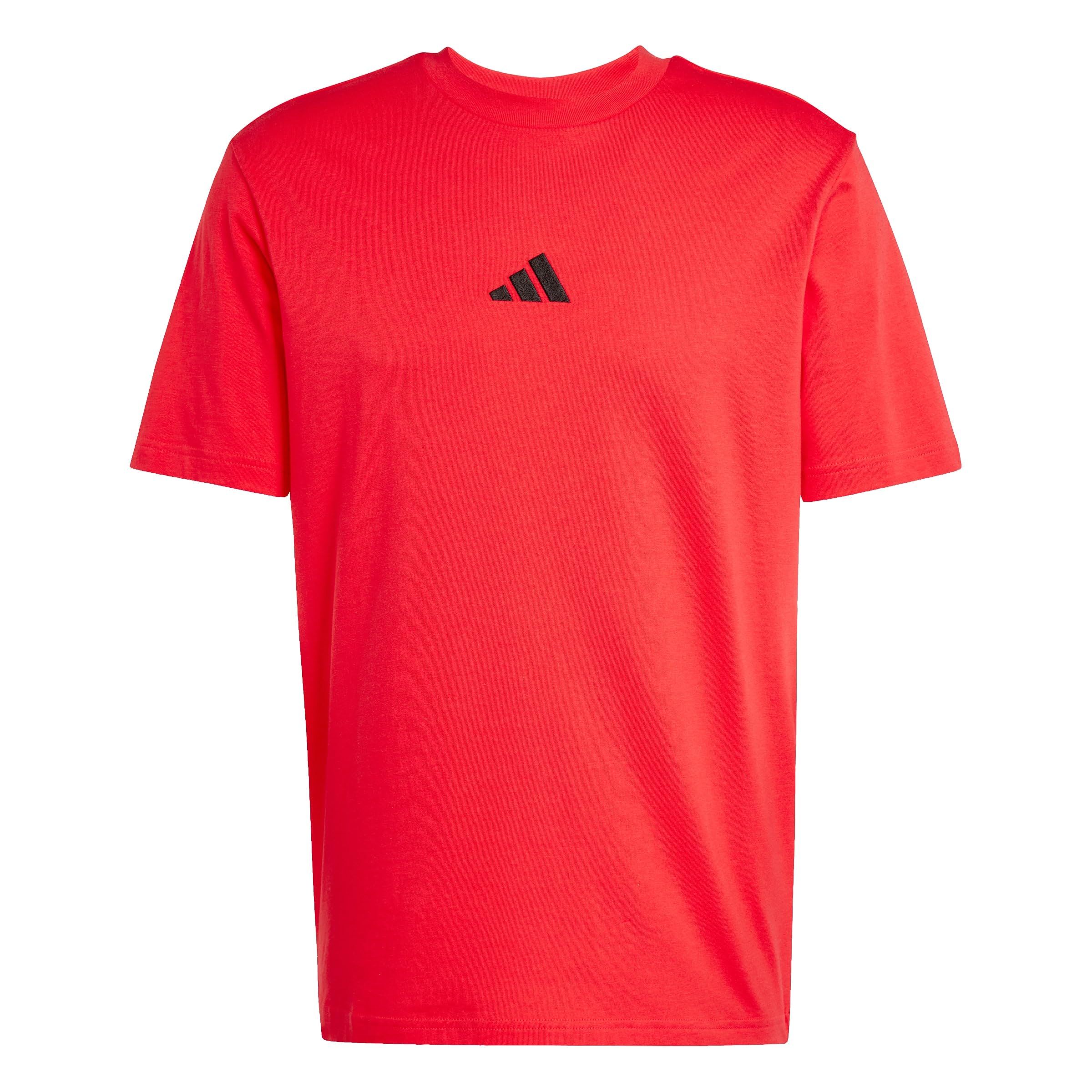 adidas Men's Essentials Small Logo Single Jersey TEE, Pure Ruby/Black, XL
