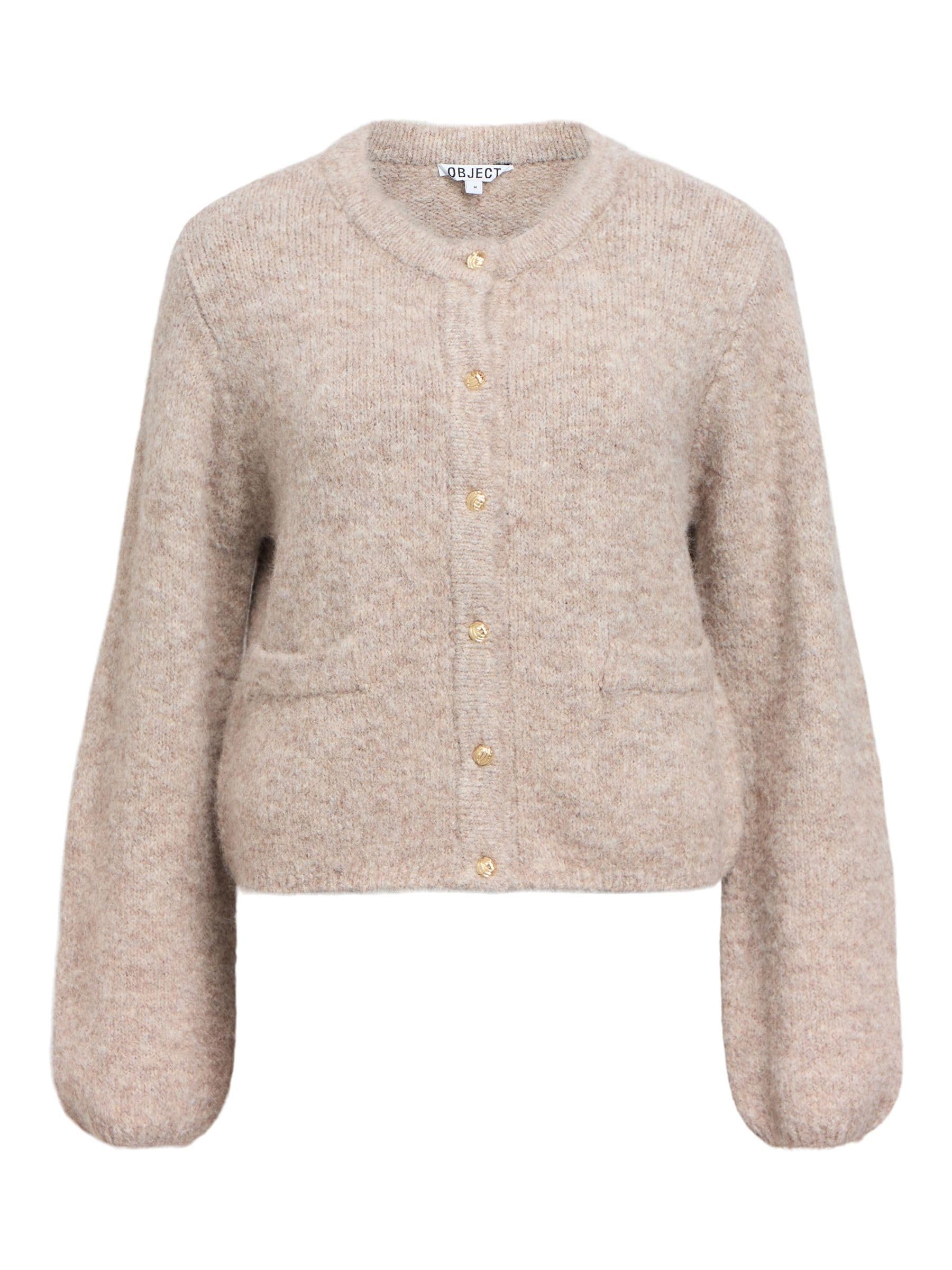 Object Objsaggia Re L/S Knit Cardigan Noos, Humus, S