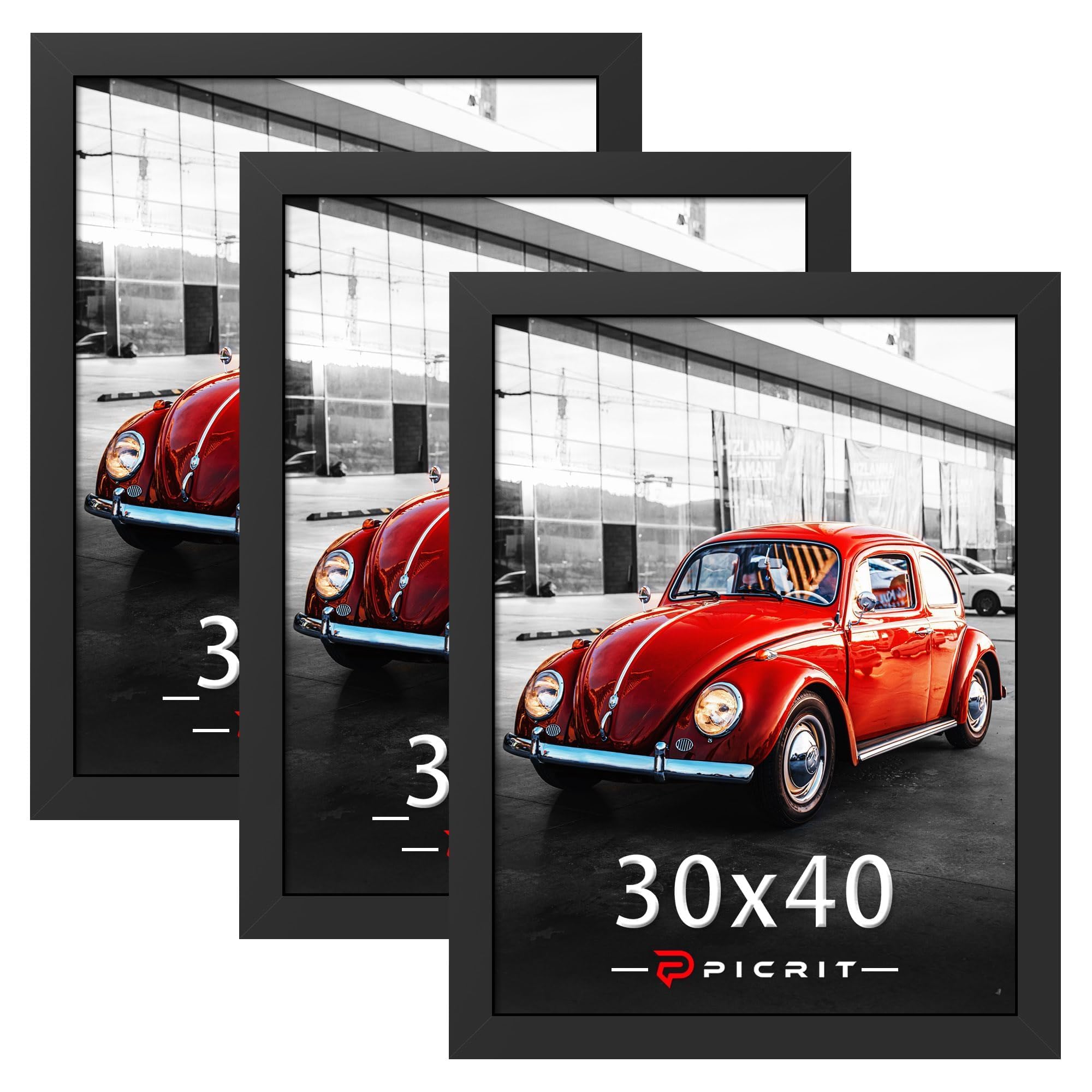 Picrit 30x40 Black Picture Frame, Poster Frame for Wall, 3 Pack