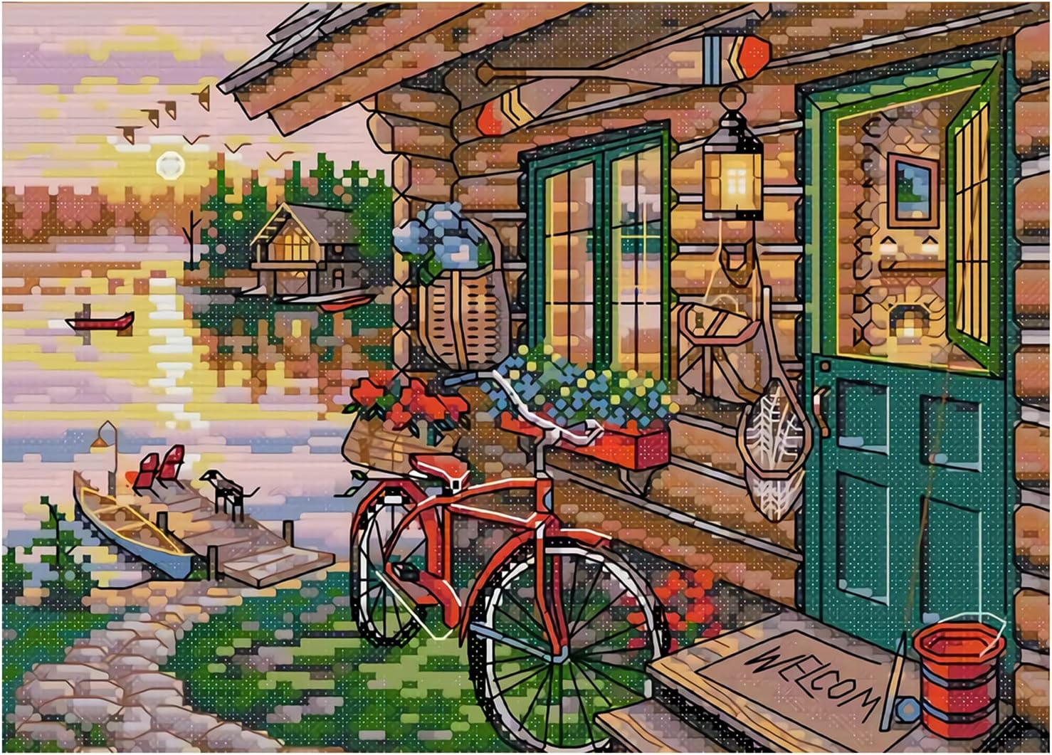 51buyoutgo Cross Stitch Kits, Easy Counted Pre Printed Stamped Cross