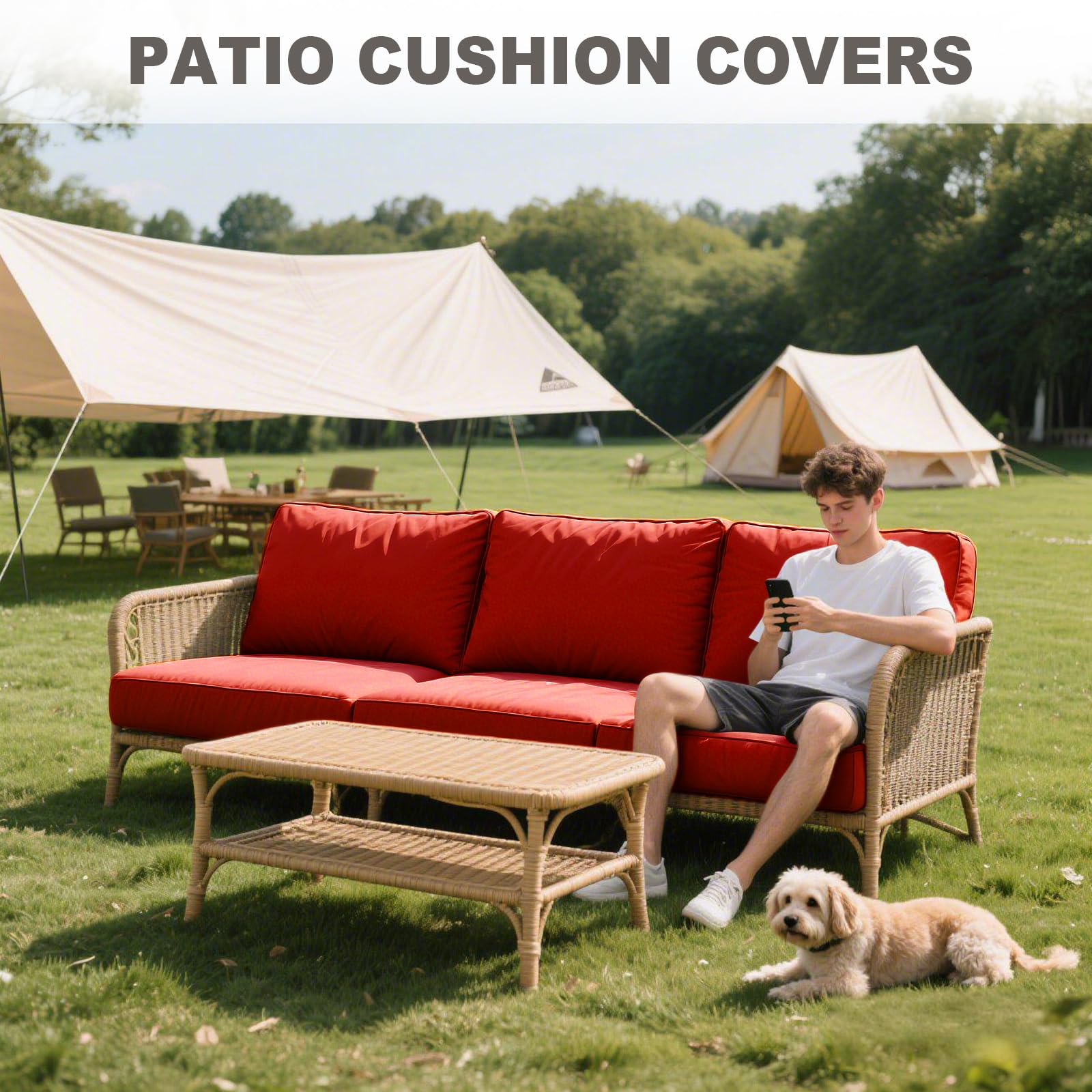 Housse De Coussin D'extérieur Imperméable Et Antidérapante - Velours Extensible - Pour Canapé, Terrasse, Jardin - Blanche
