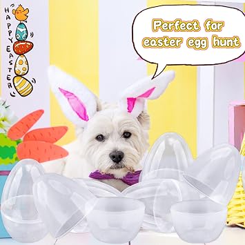8 Pack 8 Inch Jumbo Fillable Easter Eggs White Plastic Easter Eggs Translucent Empty Large Easter Egg for Kids Surprise Egg Hunt Easter Theme Party Decor