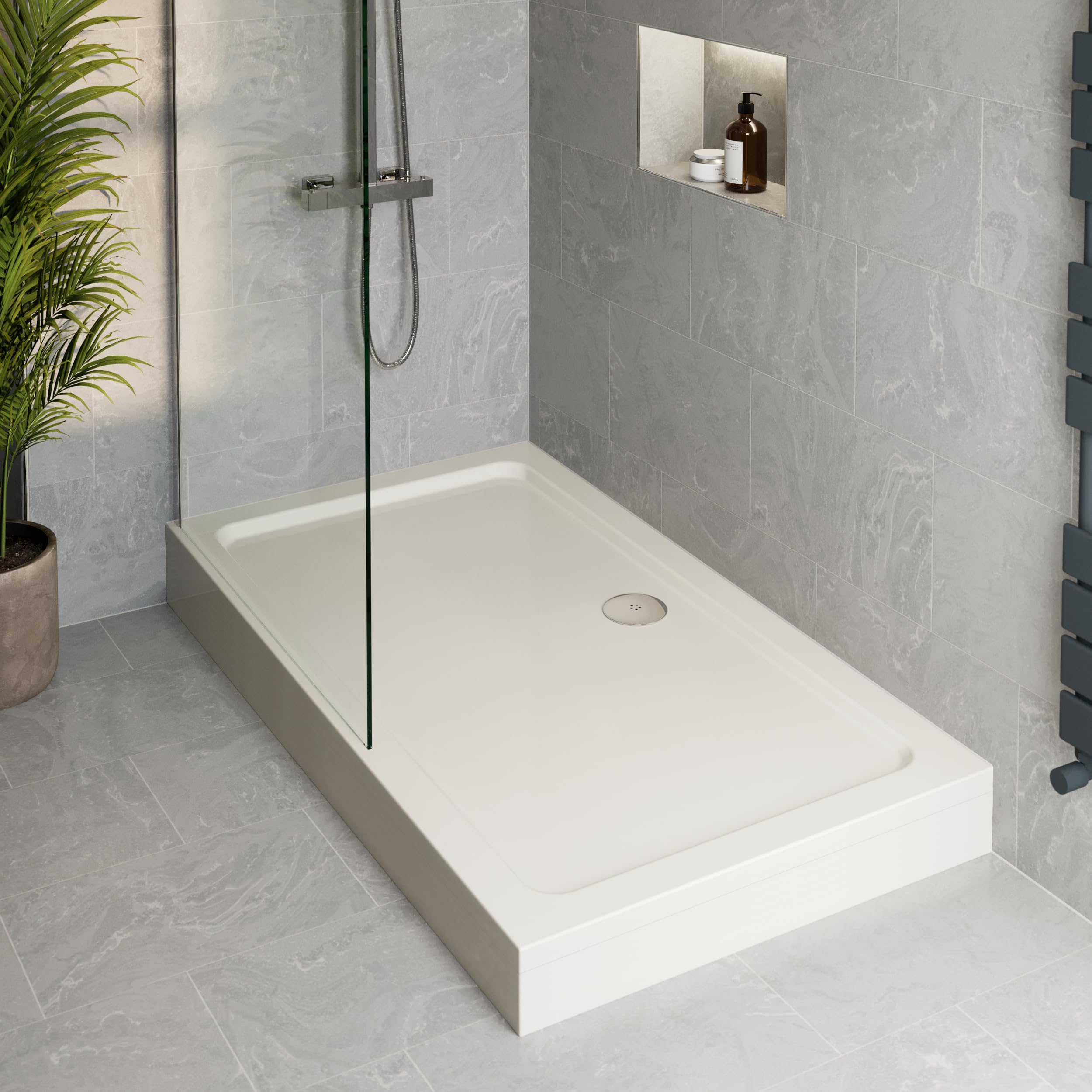 1700 x 750mm Shower Tray Rectangular Easy Plumb Premium Anti-Slip FREE Waste