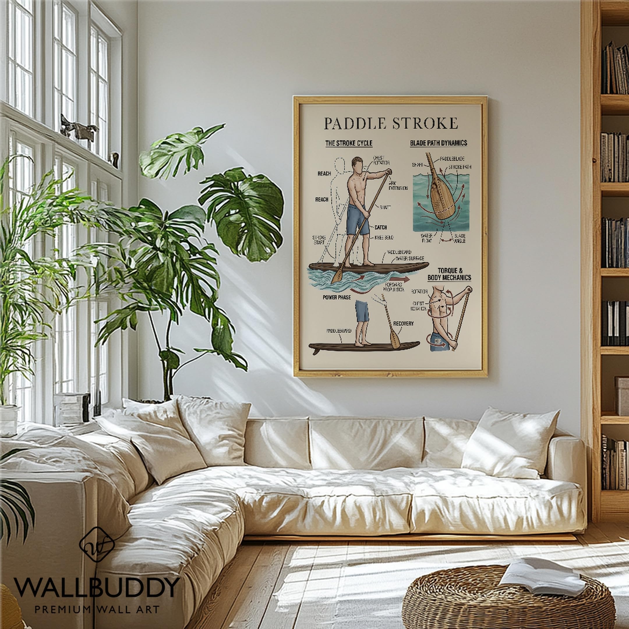 Wallbuddy Arte de pared de técnica de paddlebo (60 x 90 cm, Marco de Roble)