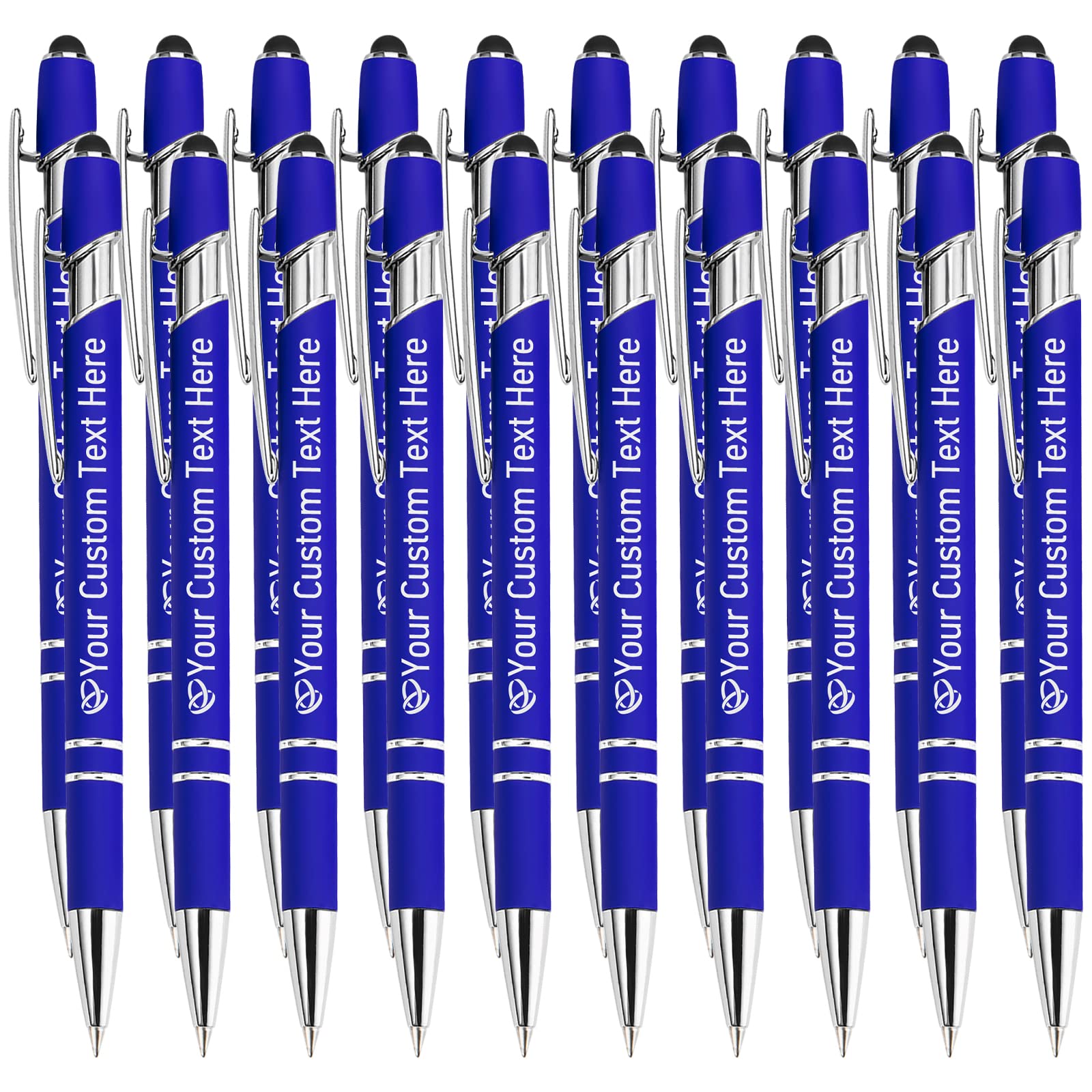 STREADVE Personalised Custom Pens with Name Engraved Logo Text Pen, Pack of 20 Customised Smooth Writing Pens Personalization Gift for Men Women Wedding Office Business Promotion, Blue