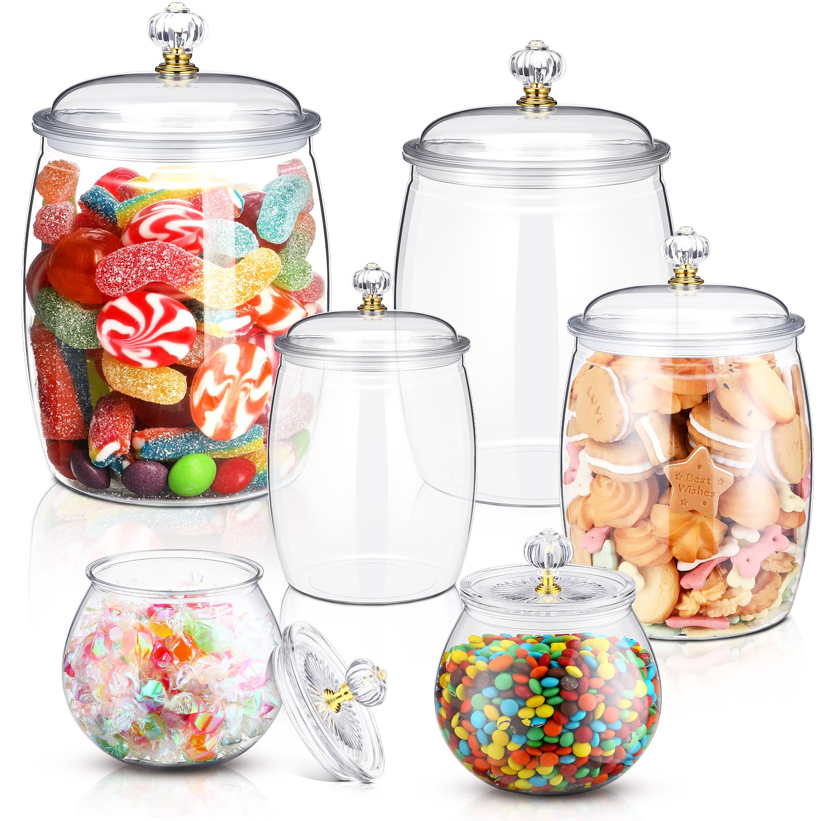 Photo 1 of Nuogo 6 Pc Clear Plastic Jar Set with Lids (30-90 oz)