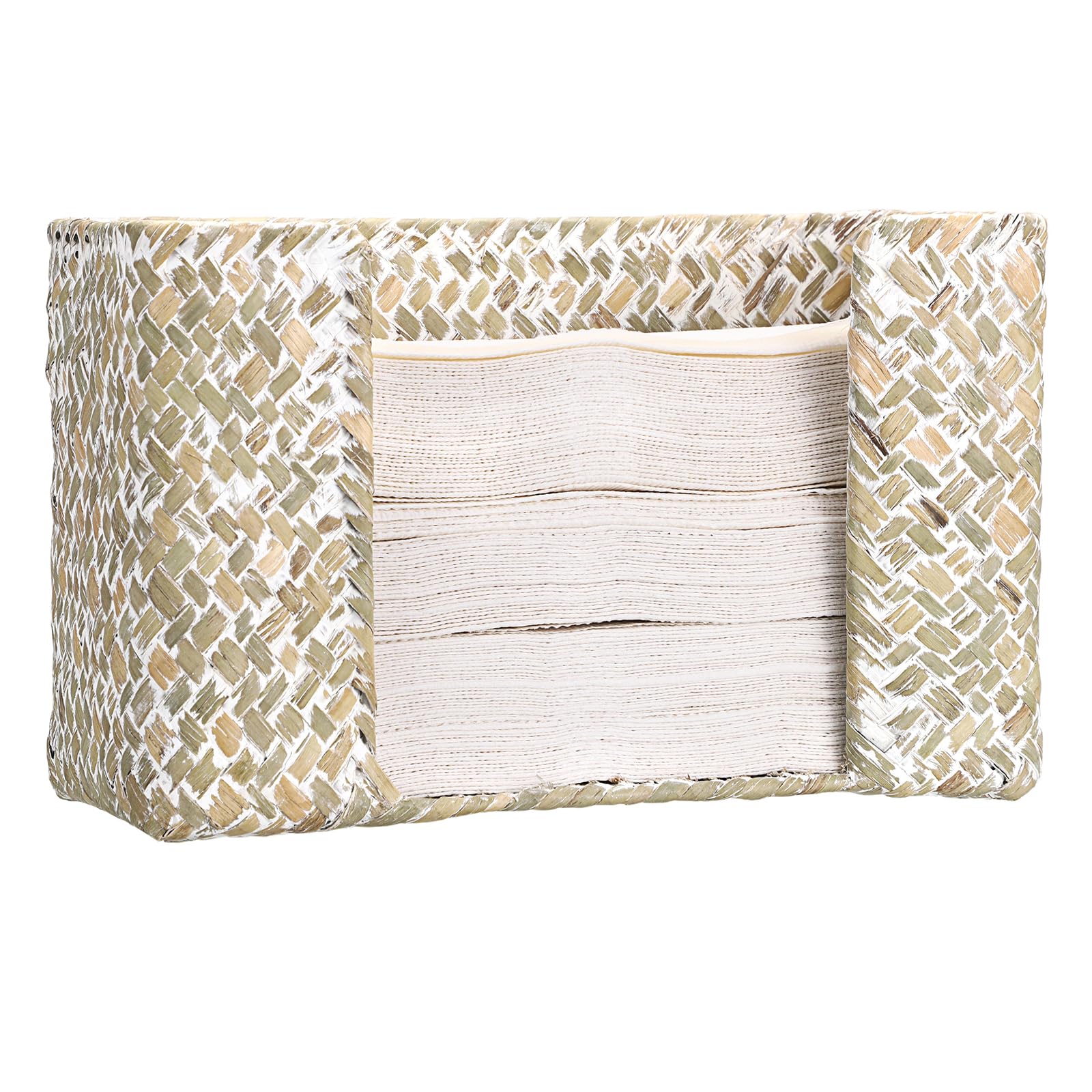 IGNPION Multifold Paper Hand Towels Dispenser, Seagrass Guest Towel Napkin Holder, Flat Fold Paper Basket for C-fold, Z-fold, Trifold, Bathroom Napkin Holder for Toilet Kitchen Counter（Washwhite）