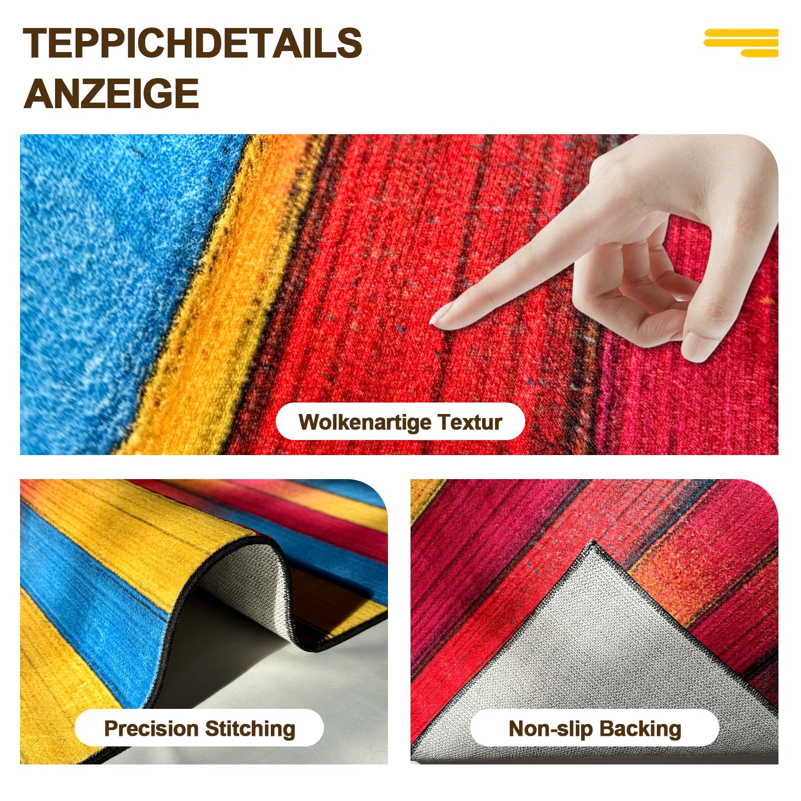 Teppich Läufer Flur Modern, Teppich Waschbar rutschfest, Wohnzimmer Teppich, Für Wohnzimmer, Flur, Küche, 80x300CM