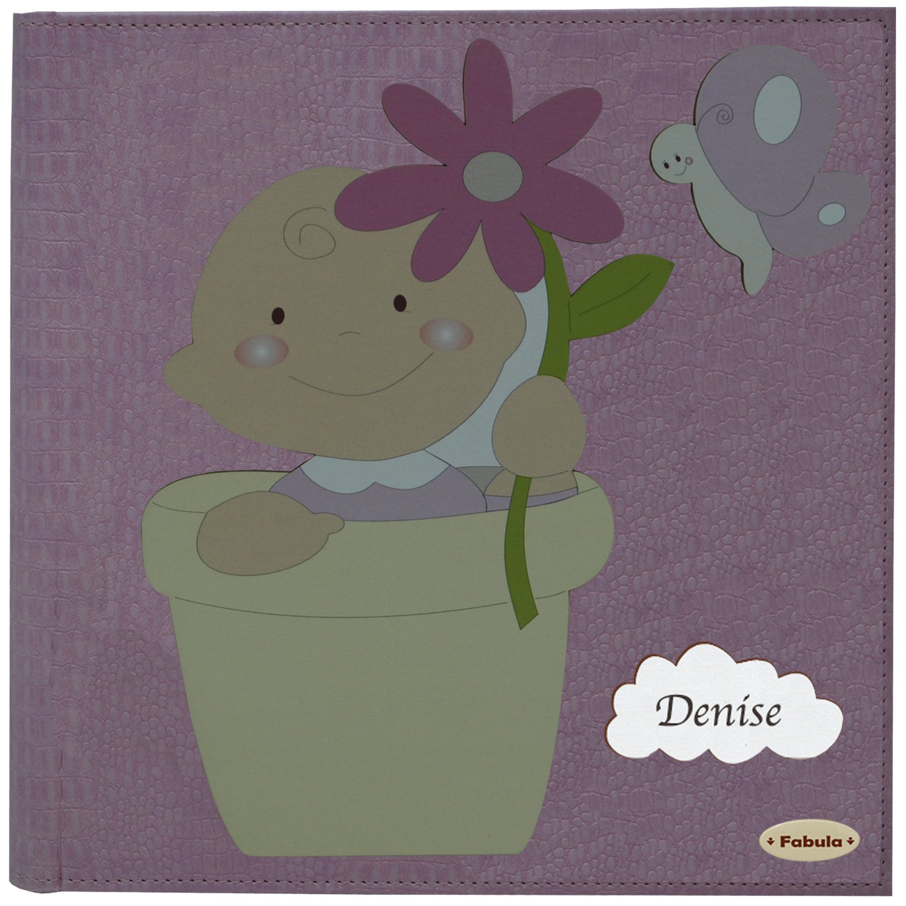 Fabula Linea Bimbo - Diario Nascita Bimbo Fiore Rosa - Formato cm 19x25 con Copertina in Ecopelle Rosa e Applicazioni in Legno - 28 Pagine - cod. 15753