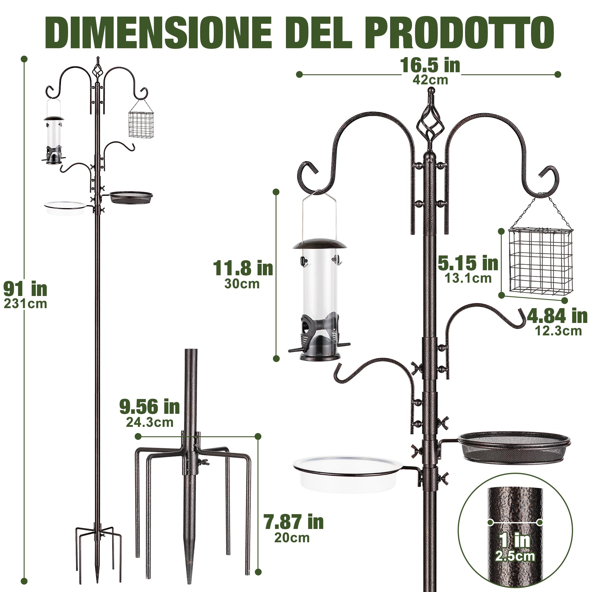 Urban Deco - Kit per mangiatoia per uccelli, per uccelli selvatici, con mangiatoia per uccelli selvatici, da appendere con mangiatoia in metallo, per attirare uccelli selvatici