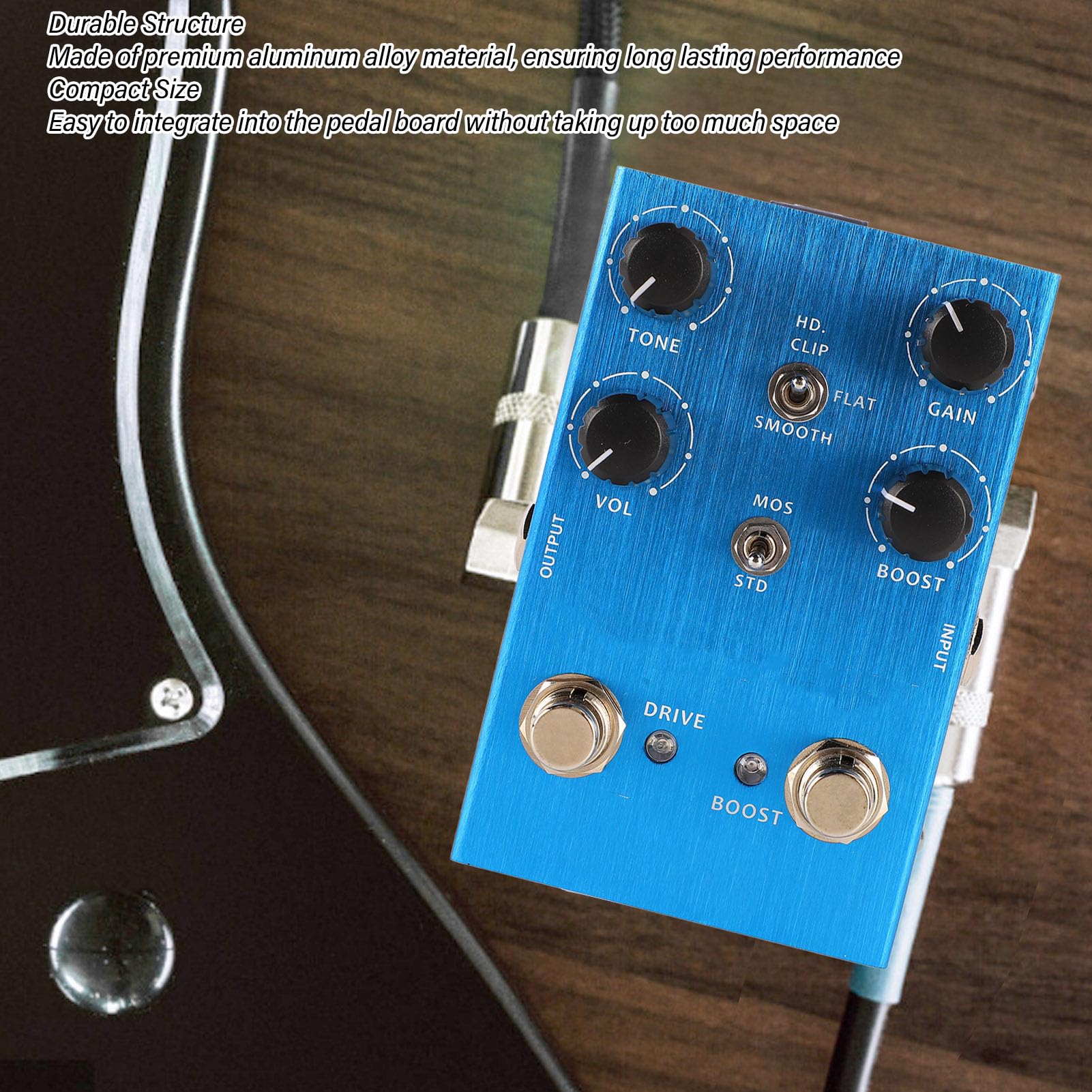 Pedale Effetto Chitarra Pedale Distorsione Simulatore di Amplificatore Sonoro, Chitarra Distorsione Robusto Multifunzionale in Lega di Alluminio per