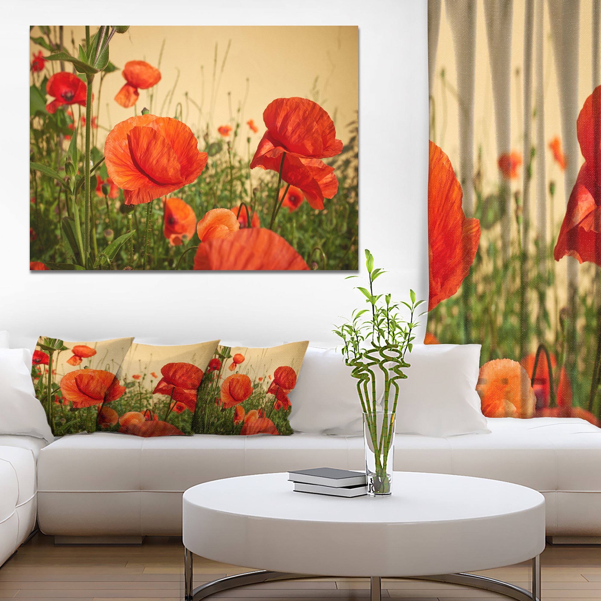 Amazon.co.jp: デザインアートカラフルレッドPoppy Flower fieldflower