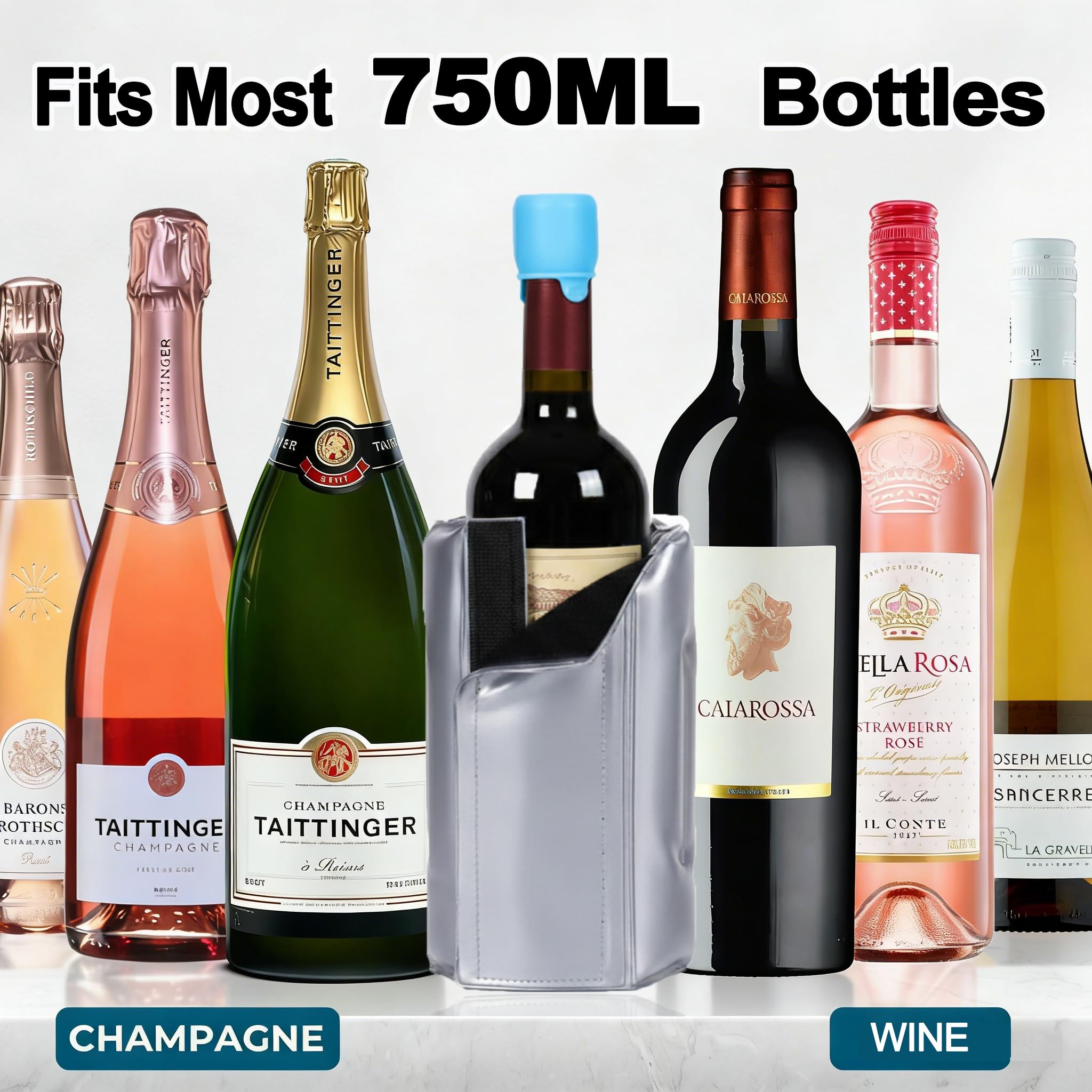 Wine Bottle Cooler Sleeve, Reusable Ice Wine Chiller for 750ml Bottles, Flexible Gel Ice Pack, Keep Wine Cold for Travel, Picnic Party — Amazon image 2