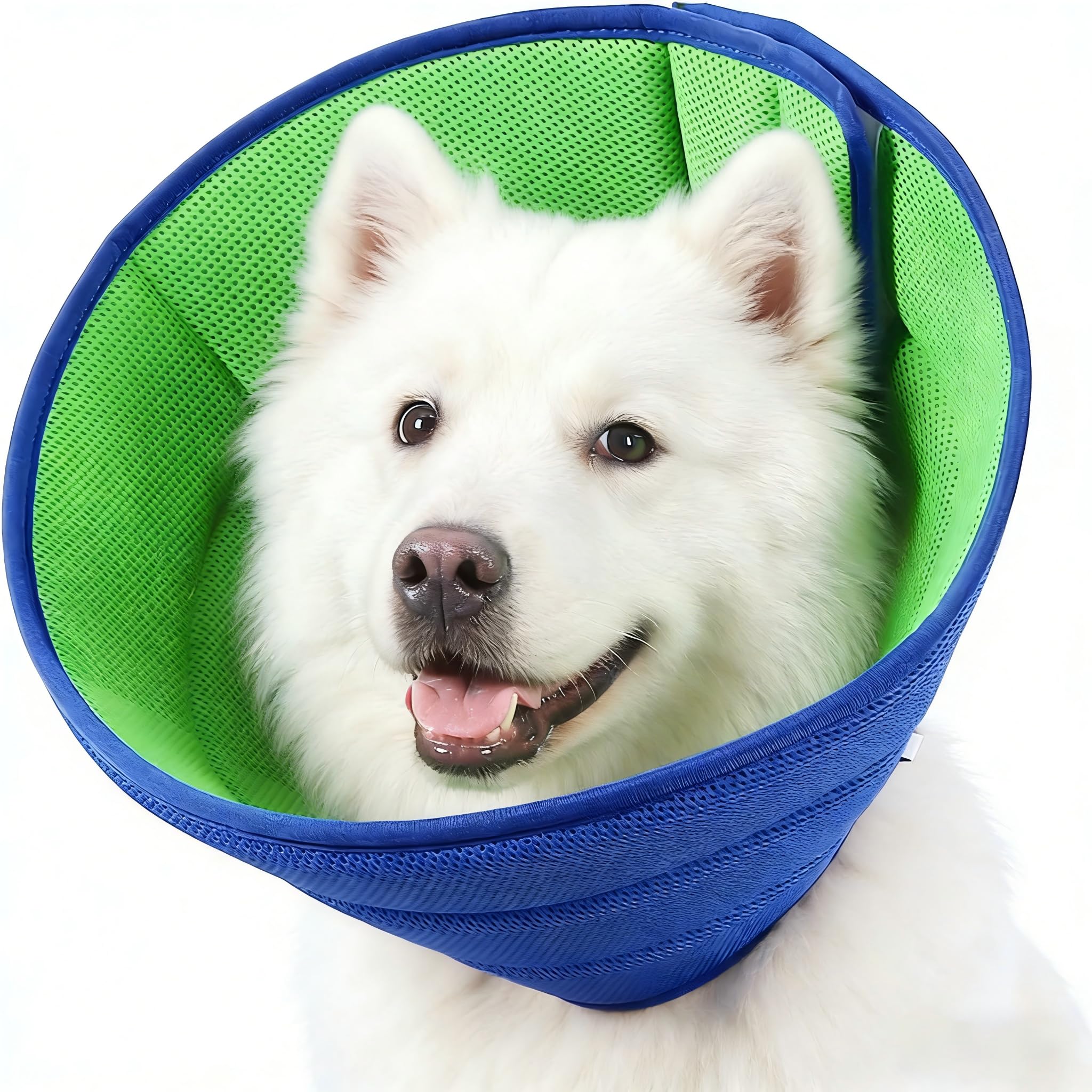 Soft Adjustable Dog Cone – Post Surgery Recovery E-Collar, Protective Neck Cover to Stop Licking Biting for Dogs(Blue, M(11.8-13.8 in))